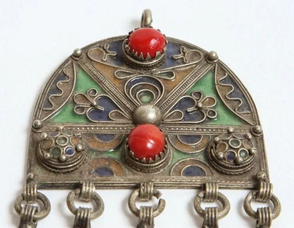Vintage Moroccan Pendant Fibula Pin Brooch - 4