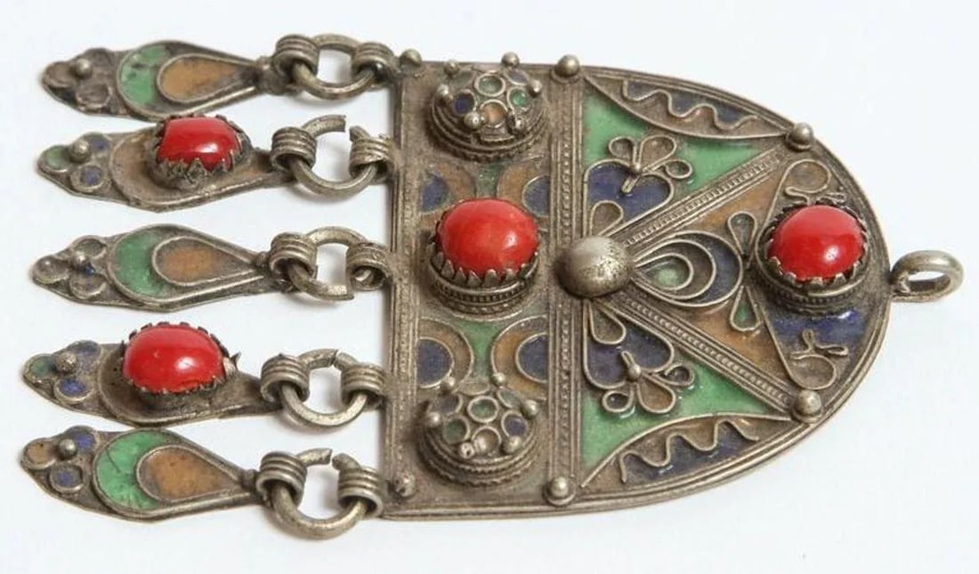 Vintage Moroccan Pendant Fibula Pin Brooch - 5