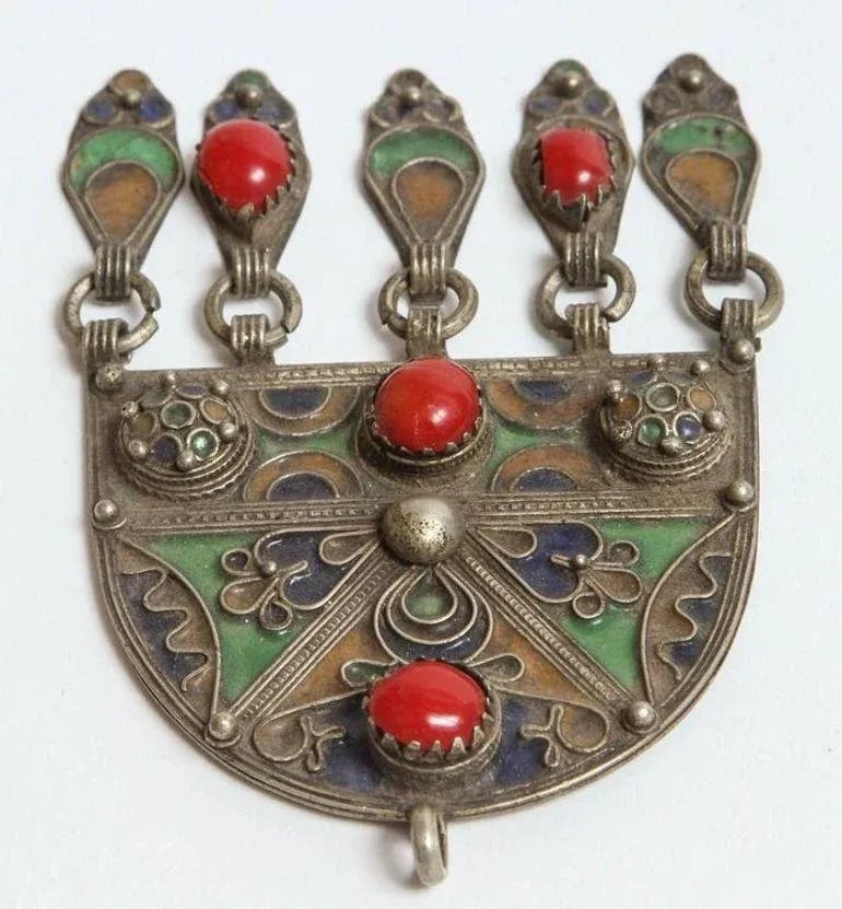 Vintage Moroccan Pendant Fibula Pin Brooch - 6