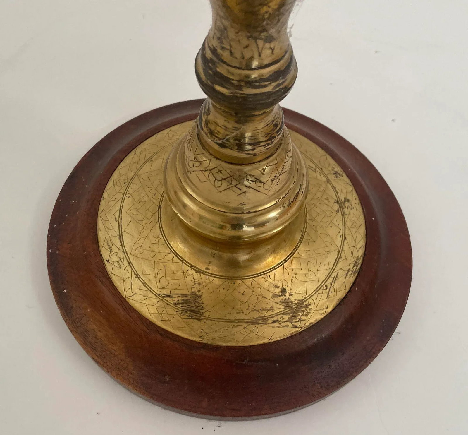 Vintage Brass Moroccan Pillar Candle Holder 1950s - 6