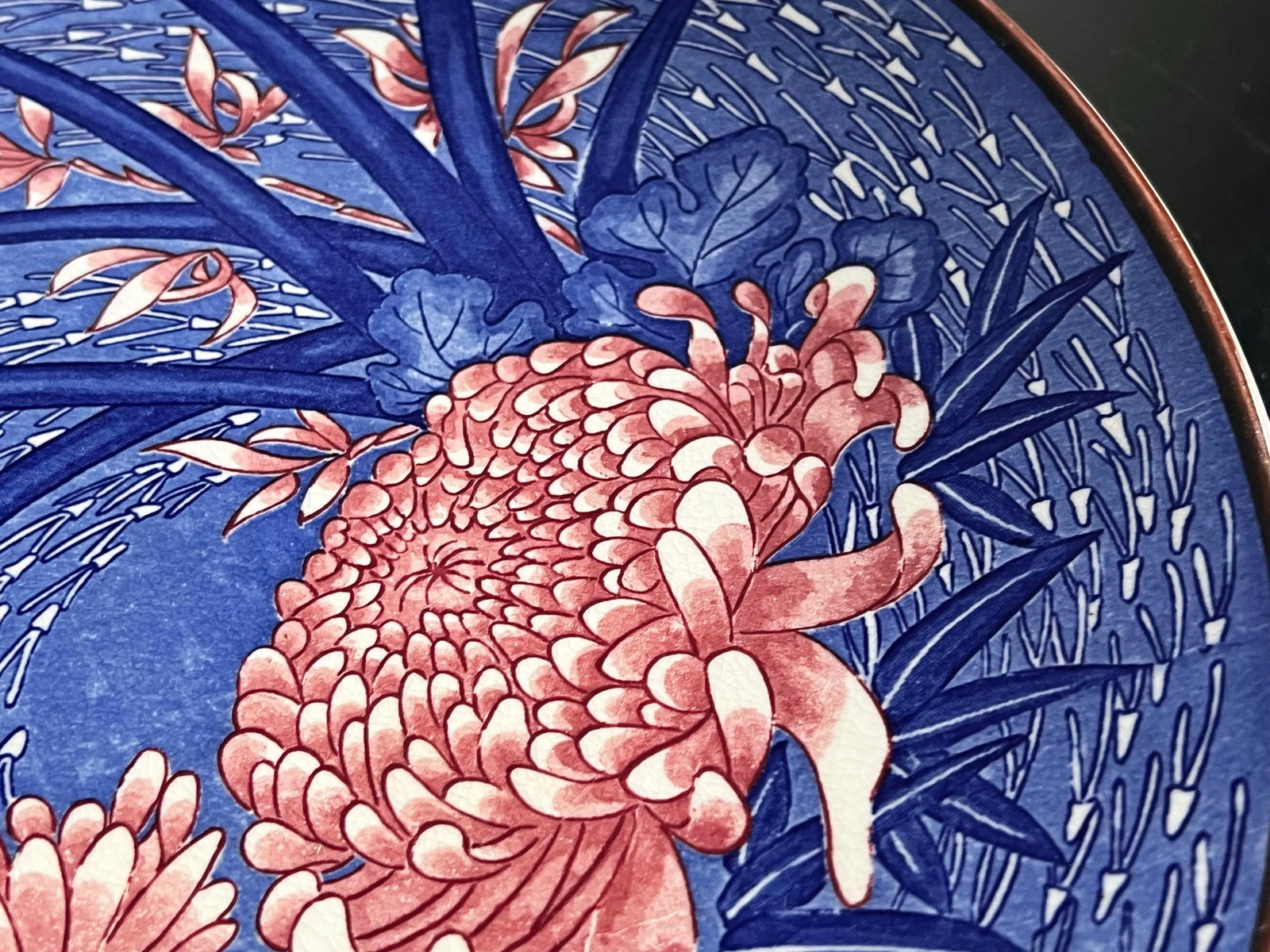 Vintage Japanese Chrysanthemum Pottery Serving Platter - 4