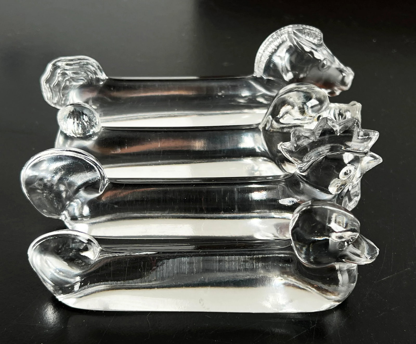 Vintage French Crystal Glass Figural Animal Knife Rests - Set of 4 - 6
