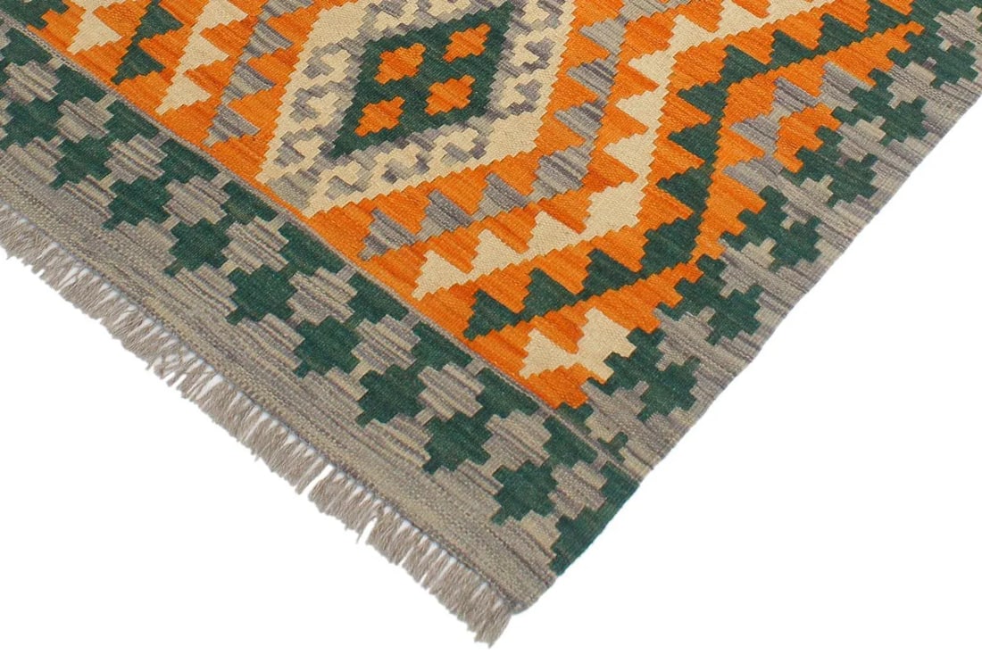 1990s Shabby Chic Kilim Orange Purple Wool Rug - 2'2" X 3'1" - 3