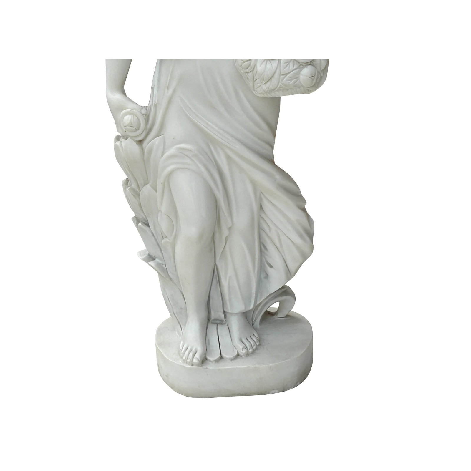 48" White Marble Hand-Carved Venus Aphrodite Flower Basket Statue Sculpture - 5