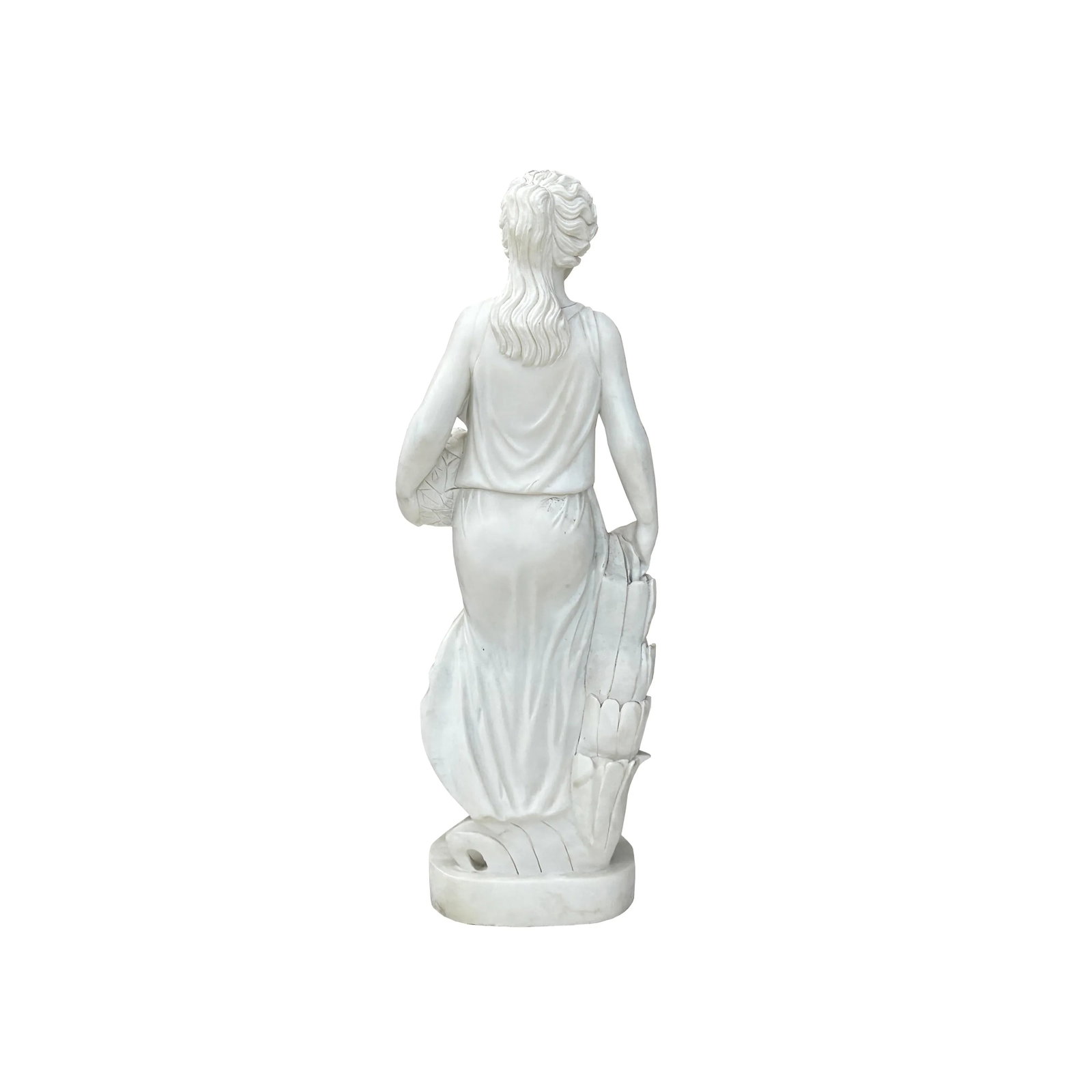 48" White Marble Hand-Carved Venus Aphrodite Flower Basket Statue Sculpture - 6