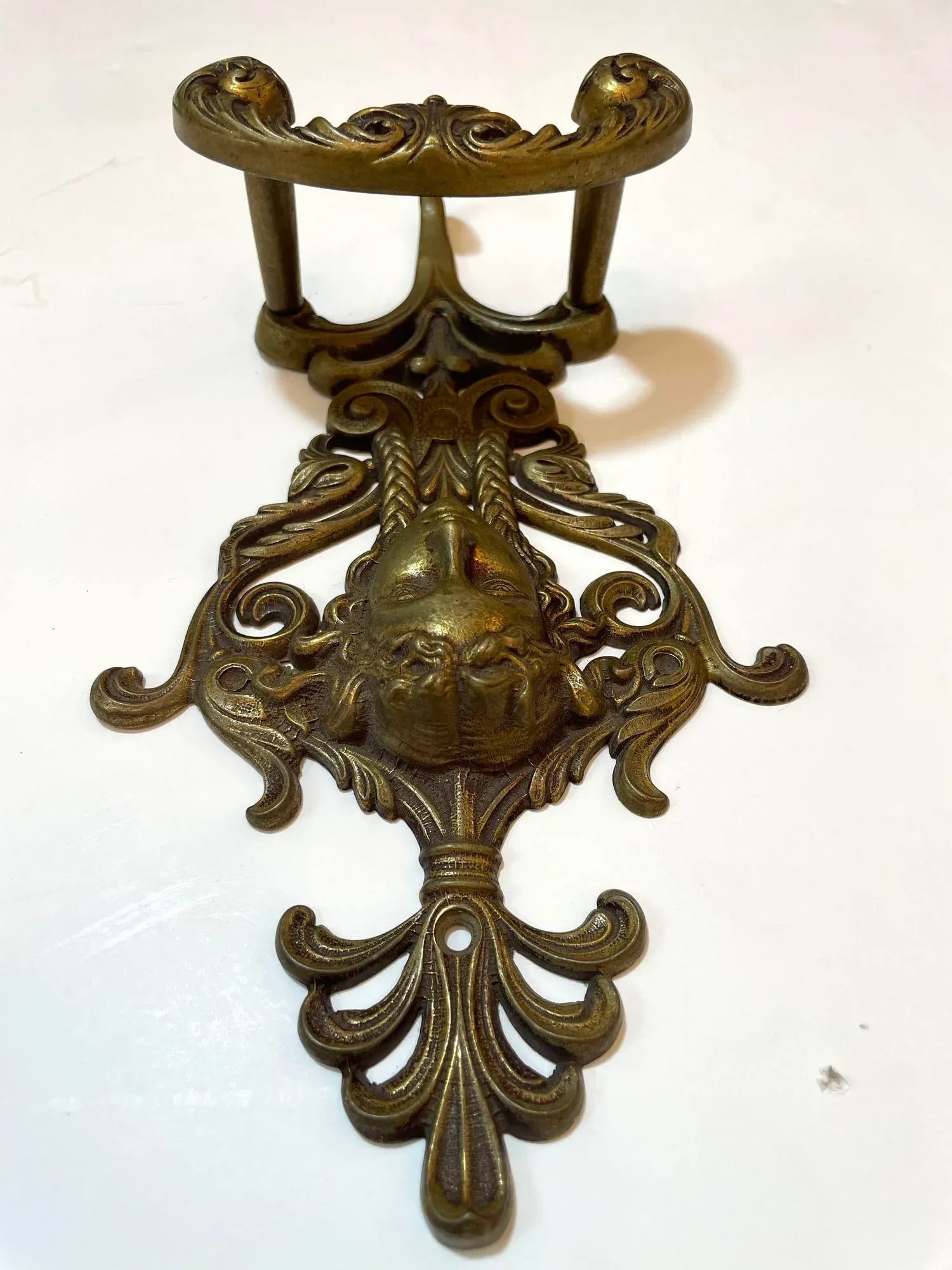 Antique Ornate Italian Figural Architectural Cast Brass Wall Hook Decor Set of 3 - 11