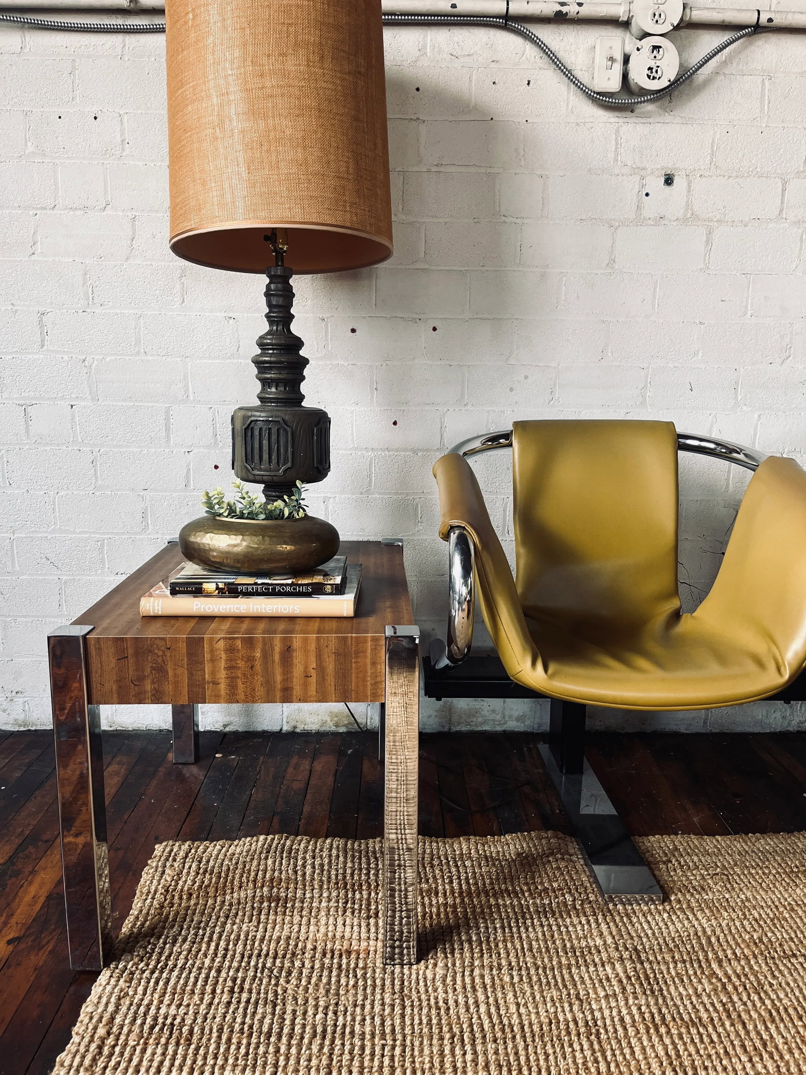 Pair of 1970s Mid-Century Modern Wood Laminate & Chrome Side Tables - 3