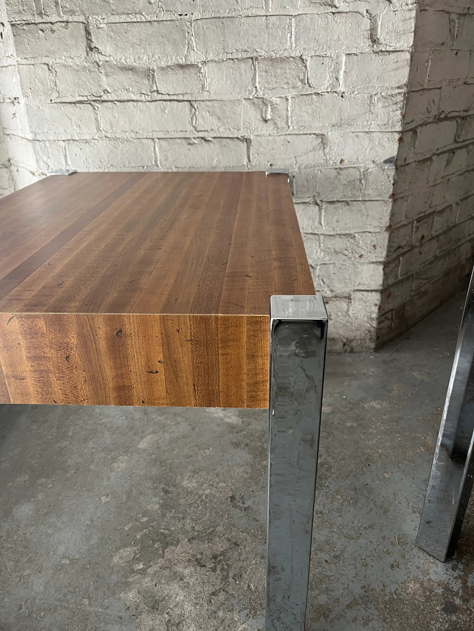 Pair of 1970s Mid-Century Modern Wood Laminate & Chrome Side Tables - 7