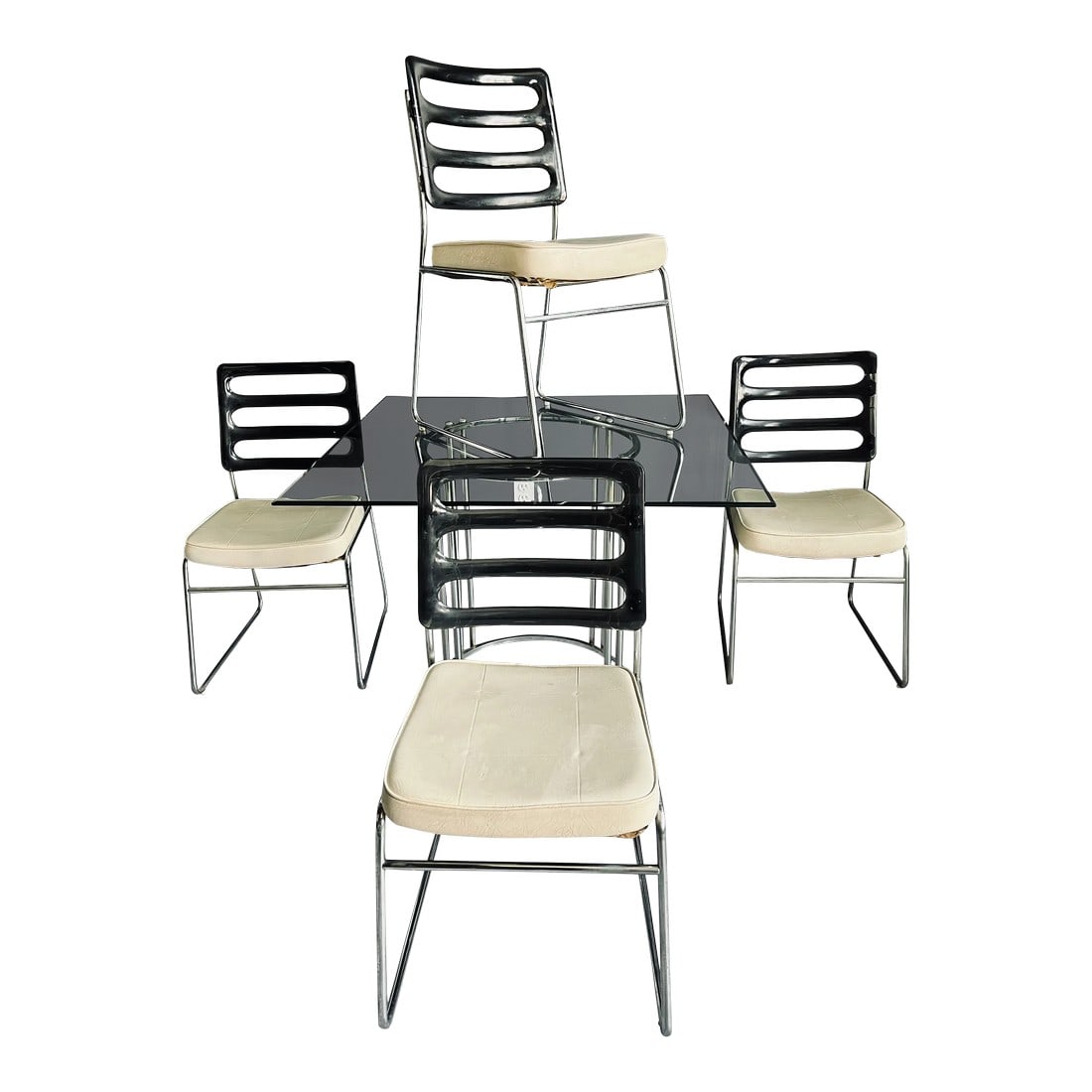 Motivated Seller: 1980s Postmodern Chromcraft Lucite Dinette: Motivated Seller! Make me an offer I can't pass up. This Chromcraft dinette set offers a refreshingly minimalist take on modern dining. Clean lines and a sleek profile define the set, featuring black 