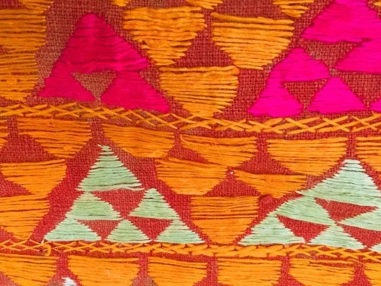 20th Century Phulkari Wedding Shawl, Silk Embroidery on Cotton - 10