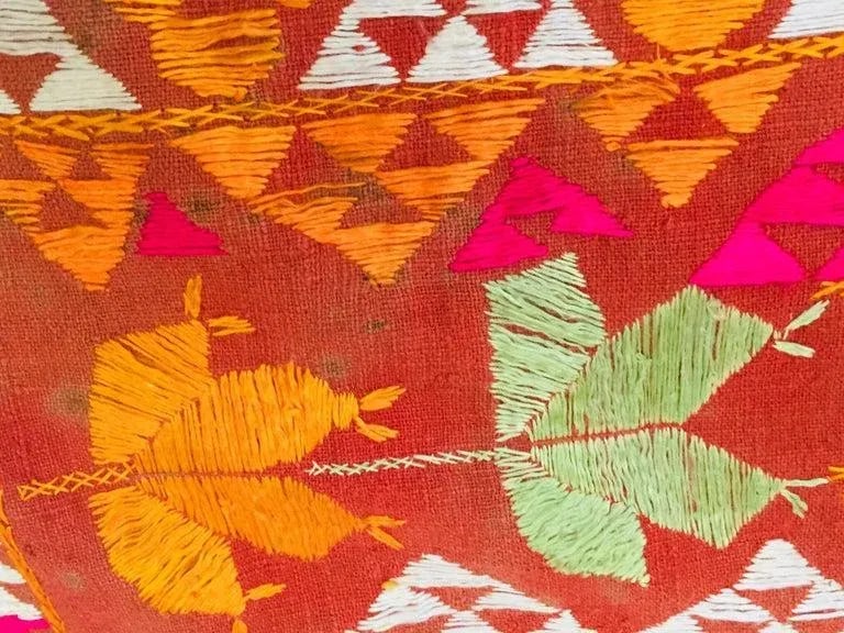 20th Century Phulkari Wedding Shawl, Silk Embroidery on Cotton - 12
