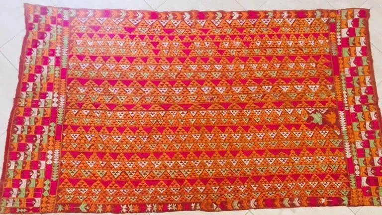 20th Century Phulkari Wedding Shawl, Silk Embroidery on Cotton - 2