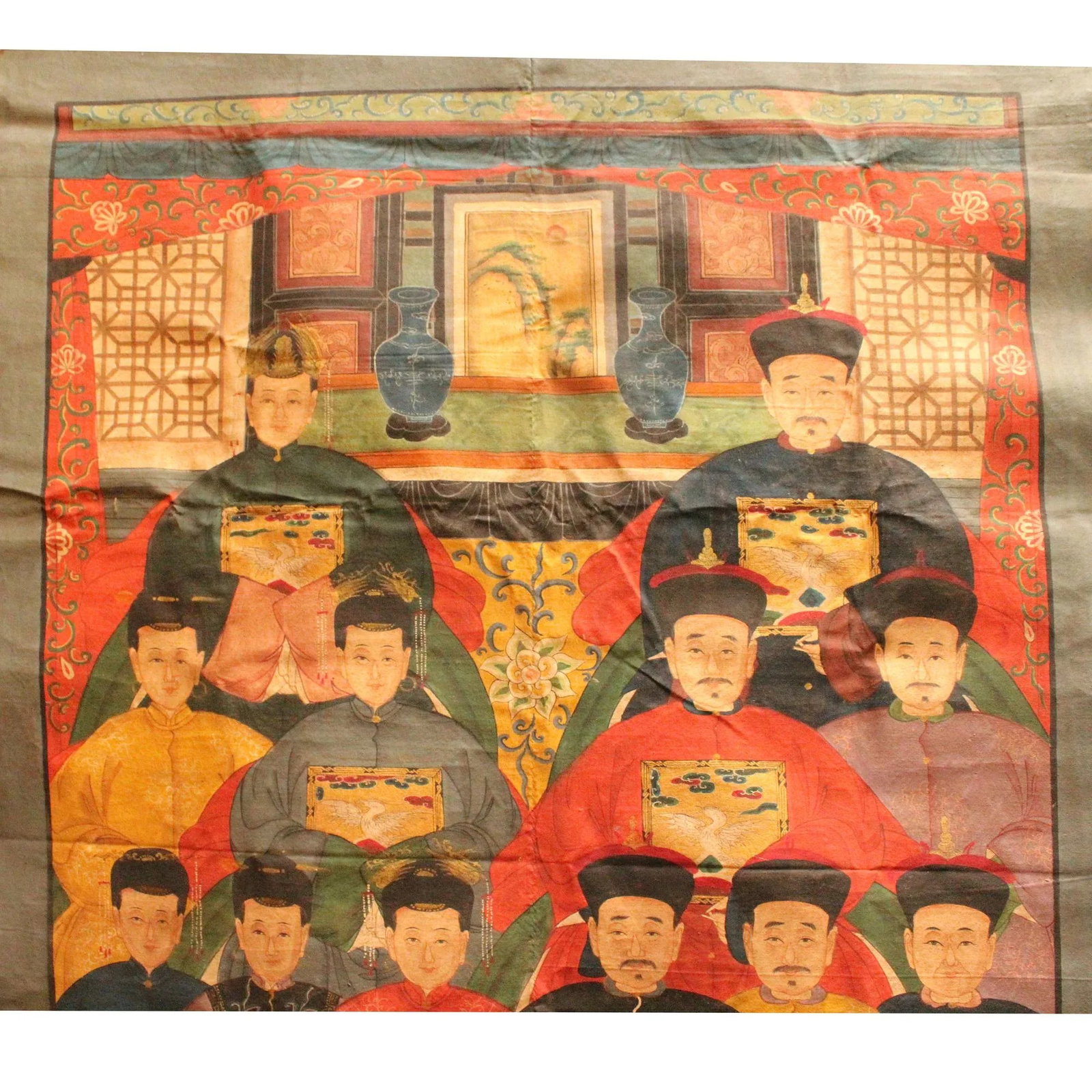 Chinese Hand-Painted Canvas Color Ink Ancestors Painting Art - 4