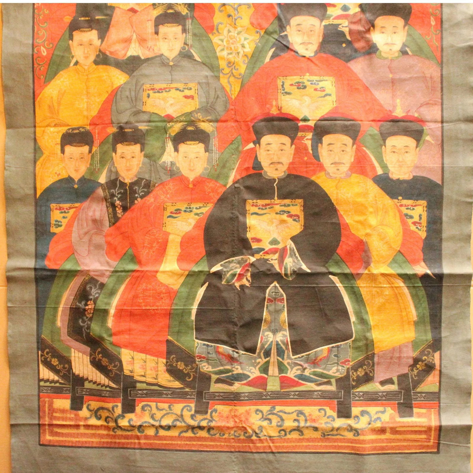 Chinese Hand-Painted Canvas Color Ink Ancestors Painting Art - 5