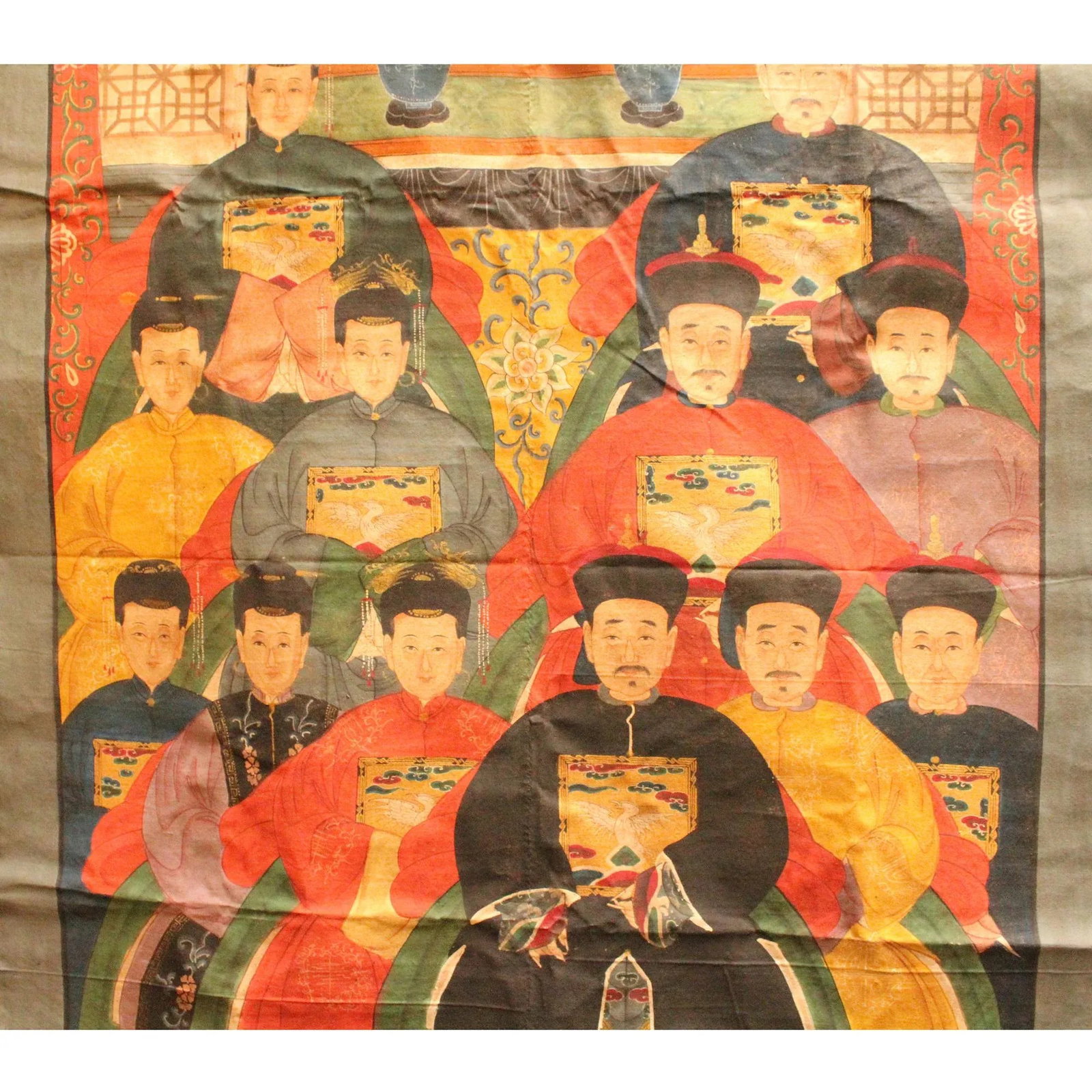 Chinese Hand-Painted Canvas Color Ink Ancestors Painting Art - 6