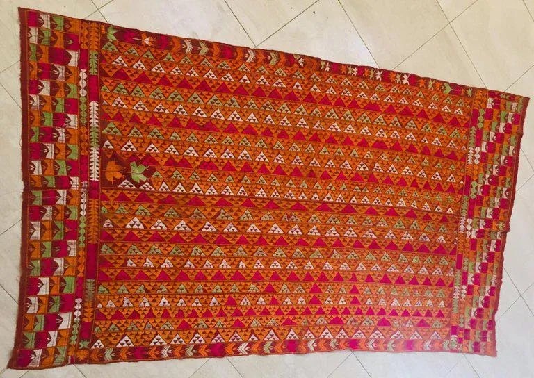 1960s Tribal Phulkari Wedding Shawl - 12