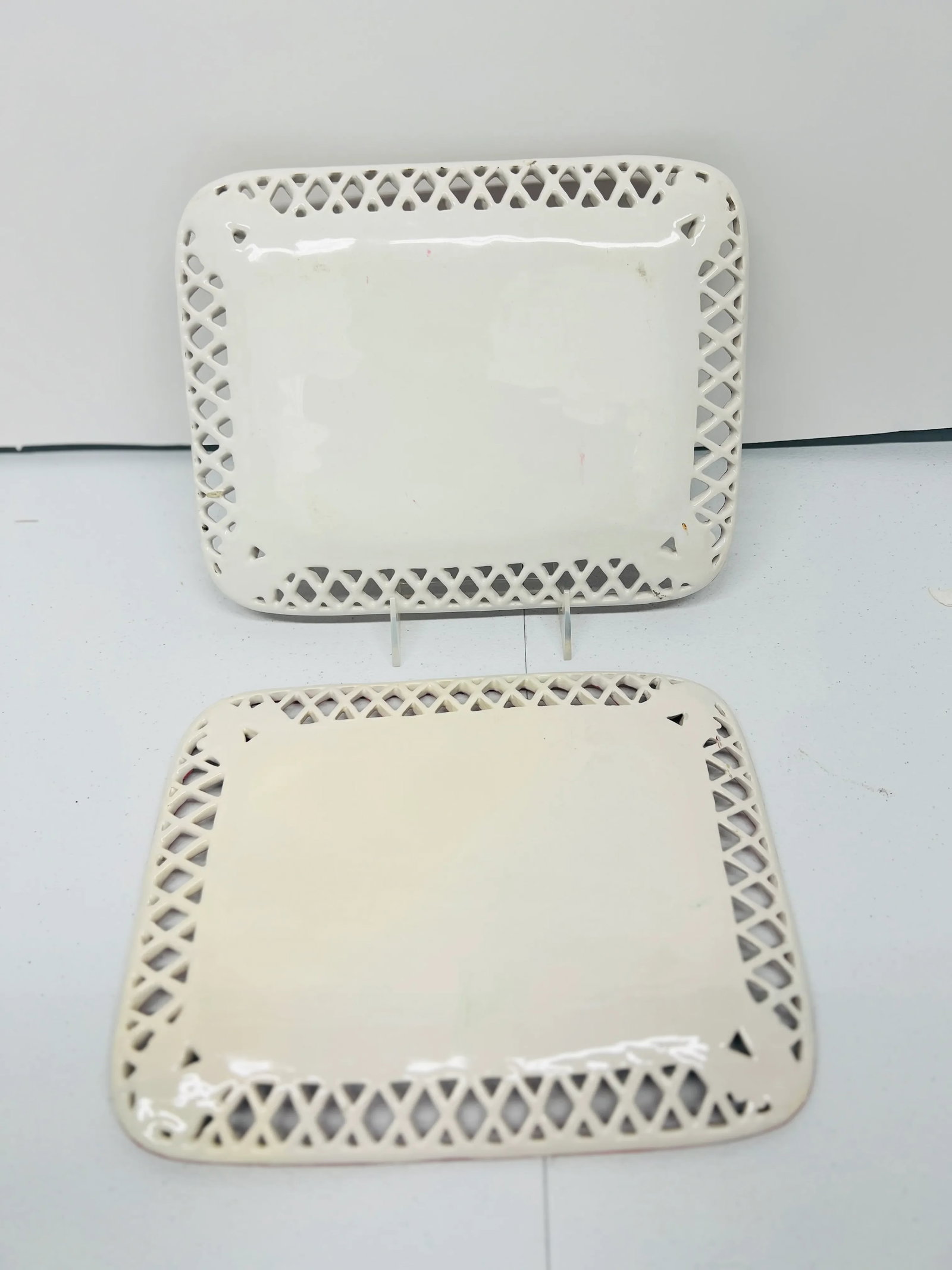 Antique French Faience Chinoiserie Decorated Pierced Platters C.1880 - 6