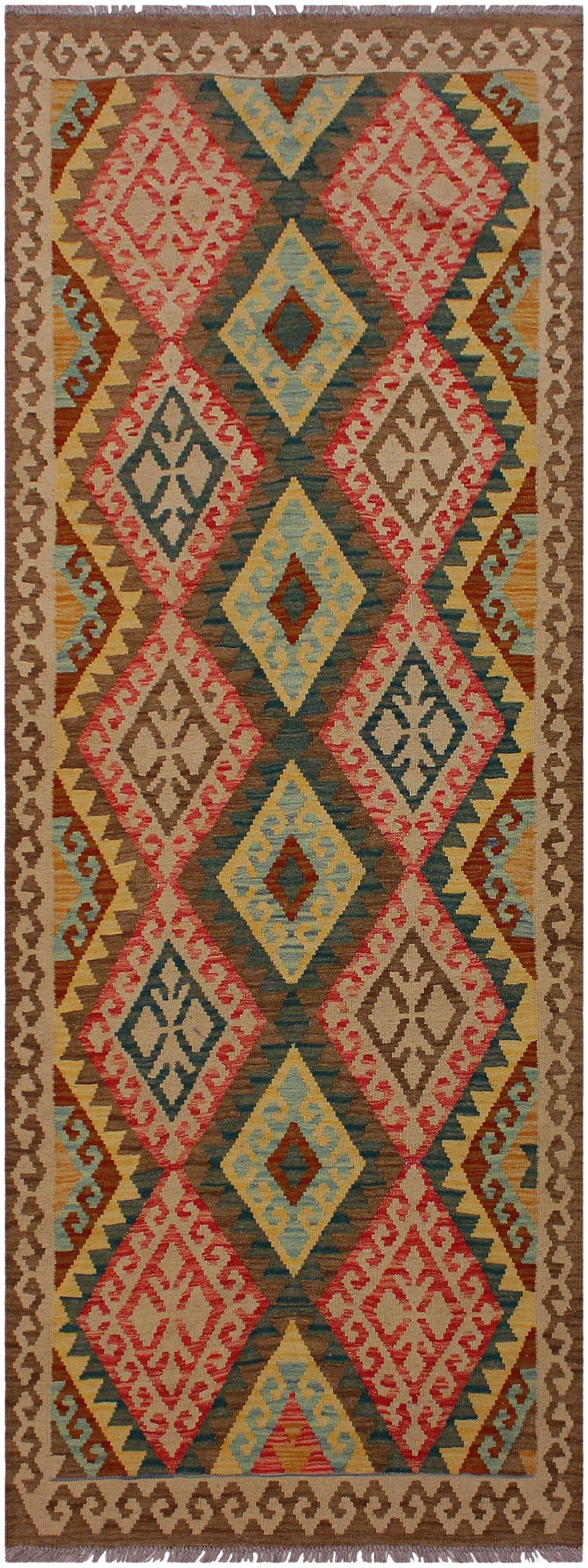 Shabby Chic Kilim Hand-Woven Wool Rug -3"²6"³ × 7"²10"³: Add a touch of elegance to your home with this casual chic hand woven Tribal Kilim wool rug. Constructed on a loom by Nomad Turkman people with hand spun wool and 100% Natural Vegetable dyes these bea