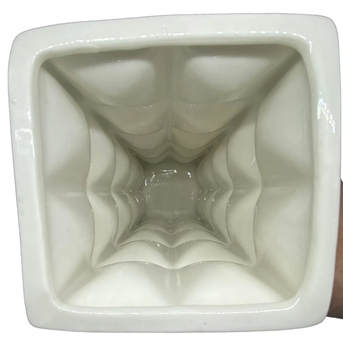 Nate Berkus Contemporary White Ceramic Square Geo Vase - 11