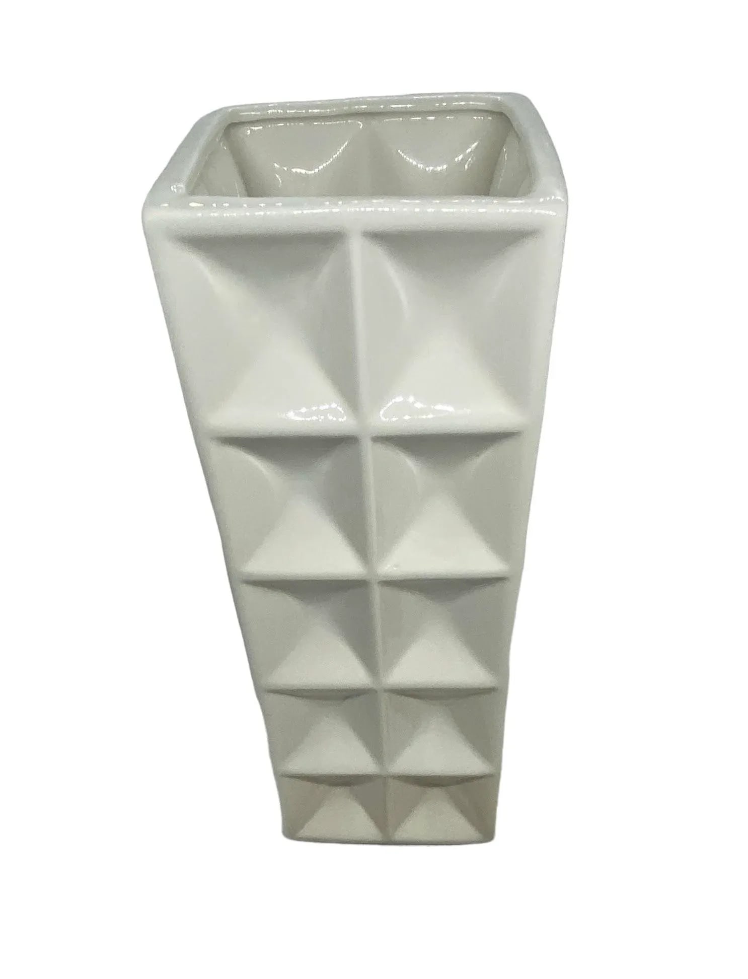 Nate Berkus Contemporary White Ceramic Square Geo Vase - 12