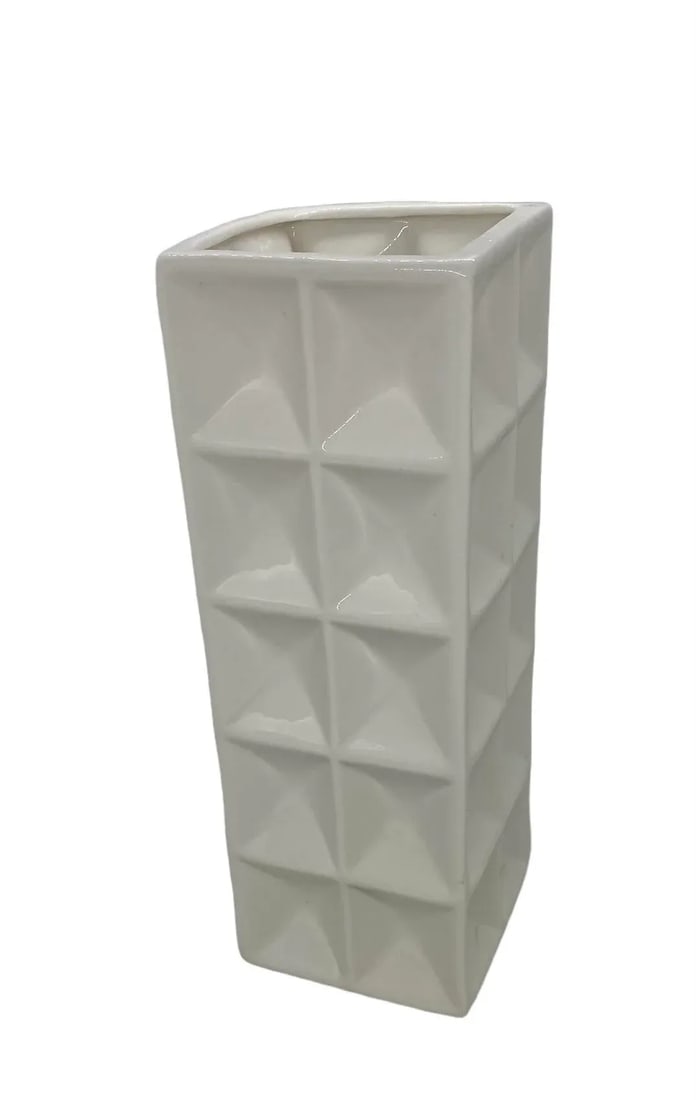 Nate Berkus Contemporary White Ceramic Square Geo Vase - 2