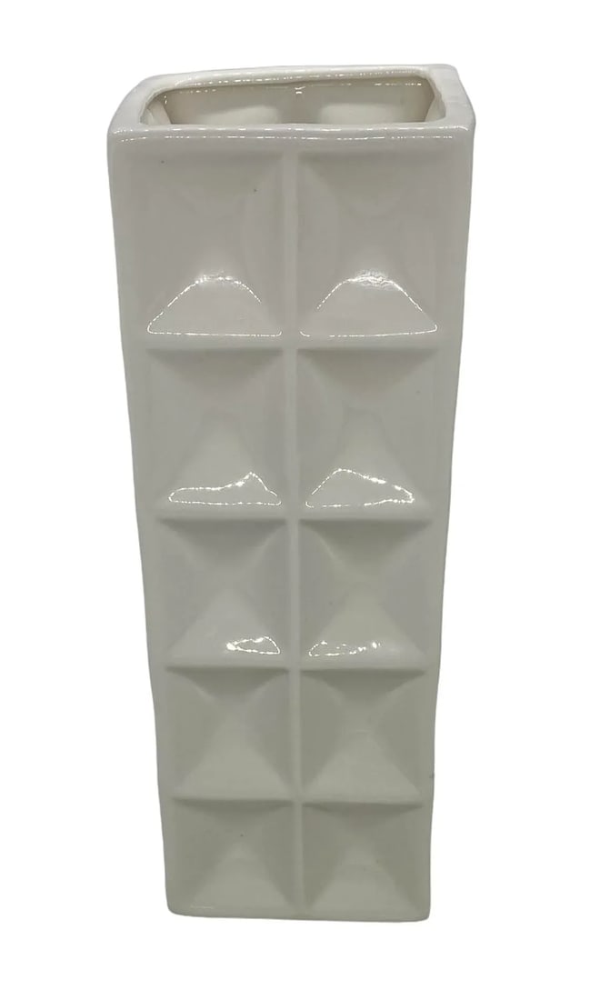 Nate Berkus Contemporary White Ceramic Square Geo Vase - 3