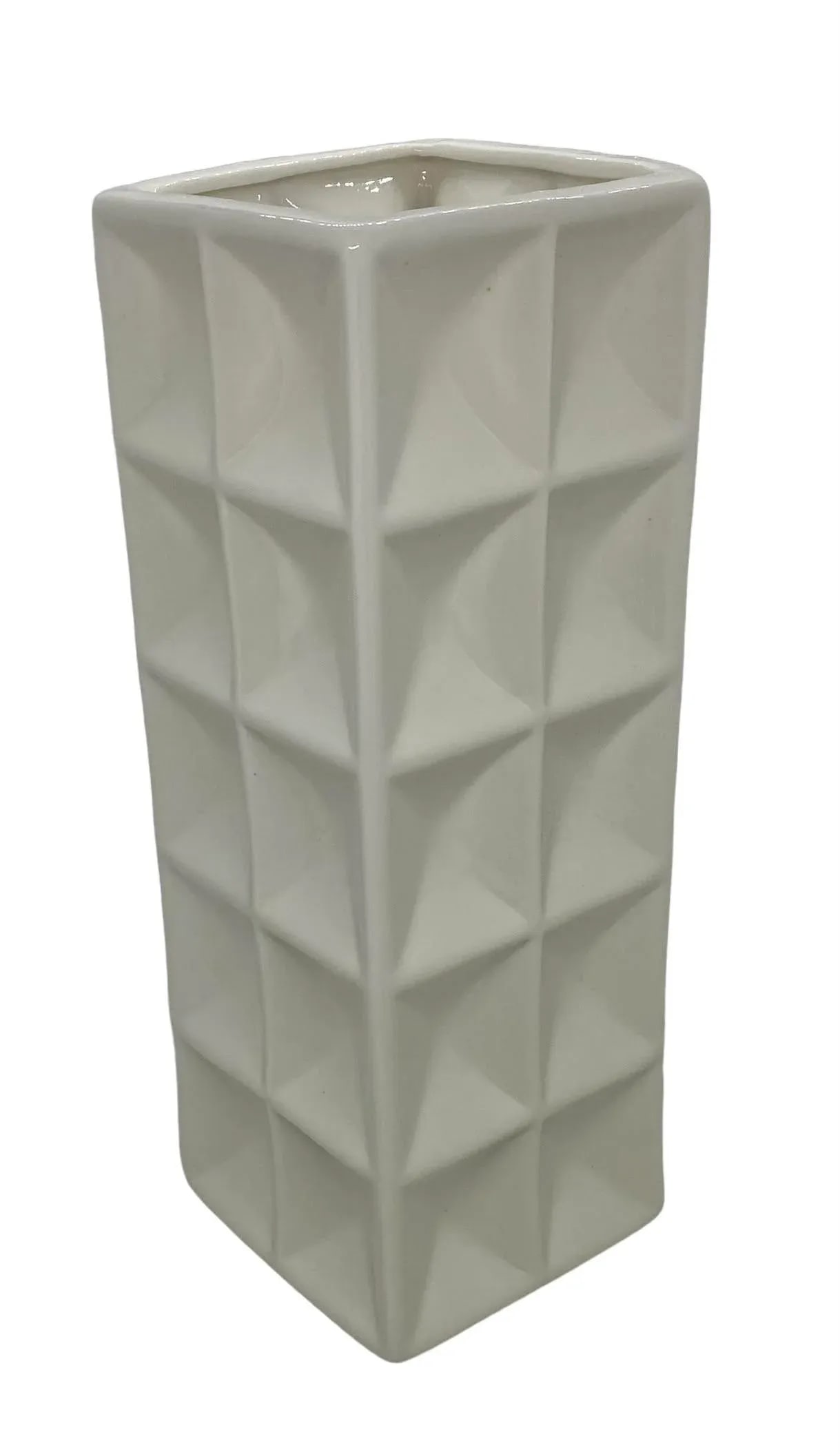 Nate Berkus Contemporary White Ceramic Square Geo Vase - 4