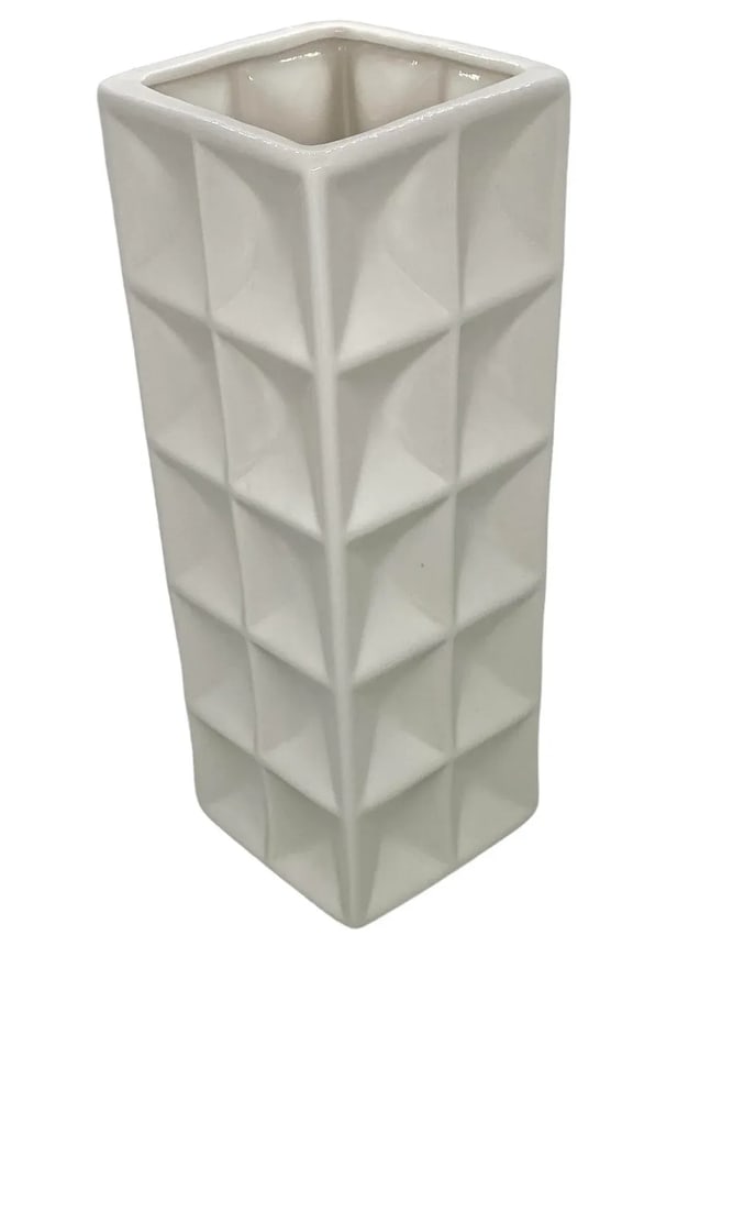 Nate Berkus Contemporary White Ceramic Square Geo Vase - 6