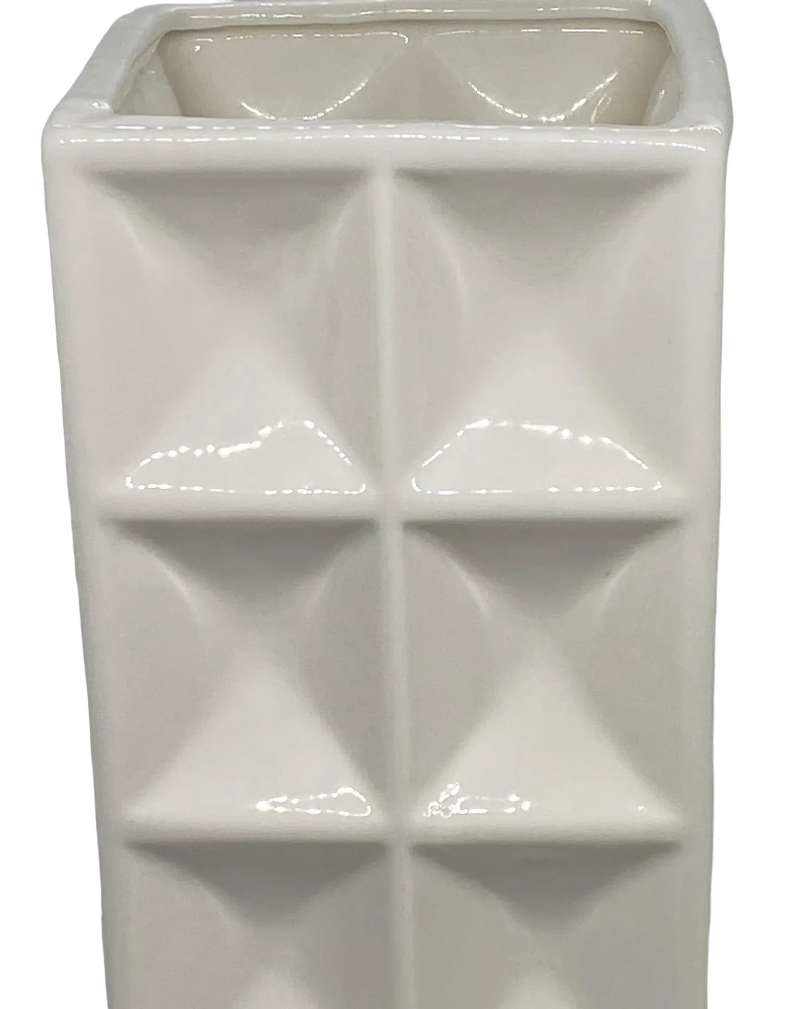 Nate Berkus Contemporary White Ceramic Square Geo Vase - 7