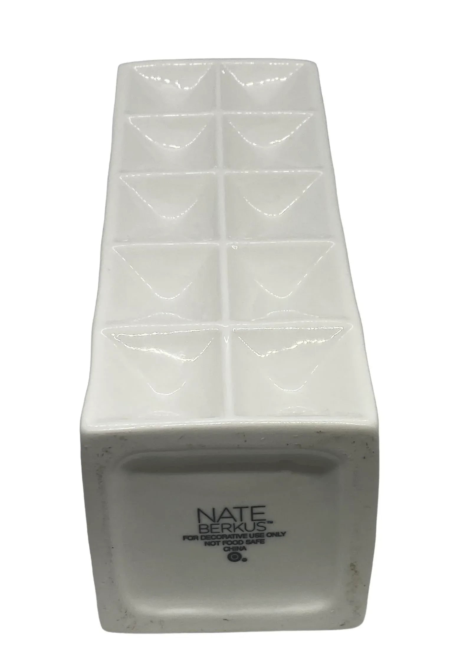 Nate Berkus Contemporary White Ceramic Square Geo Vase - 8