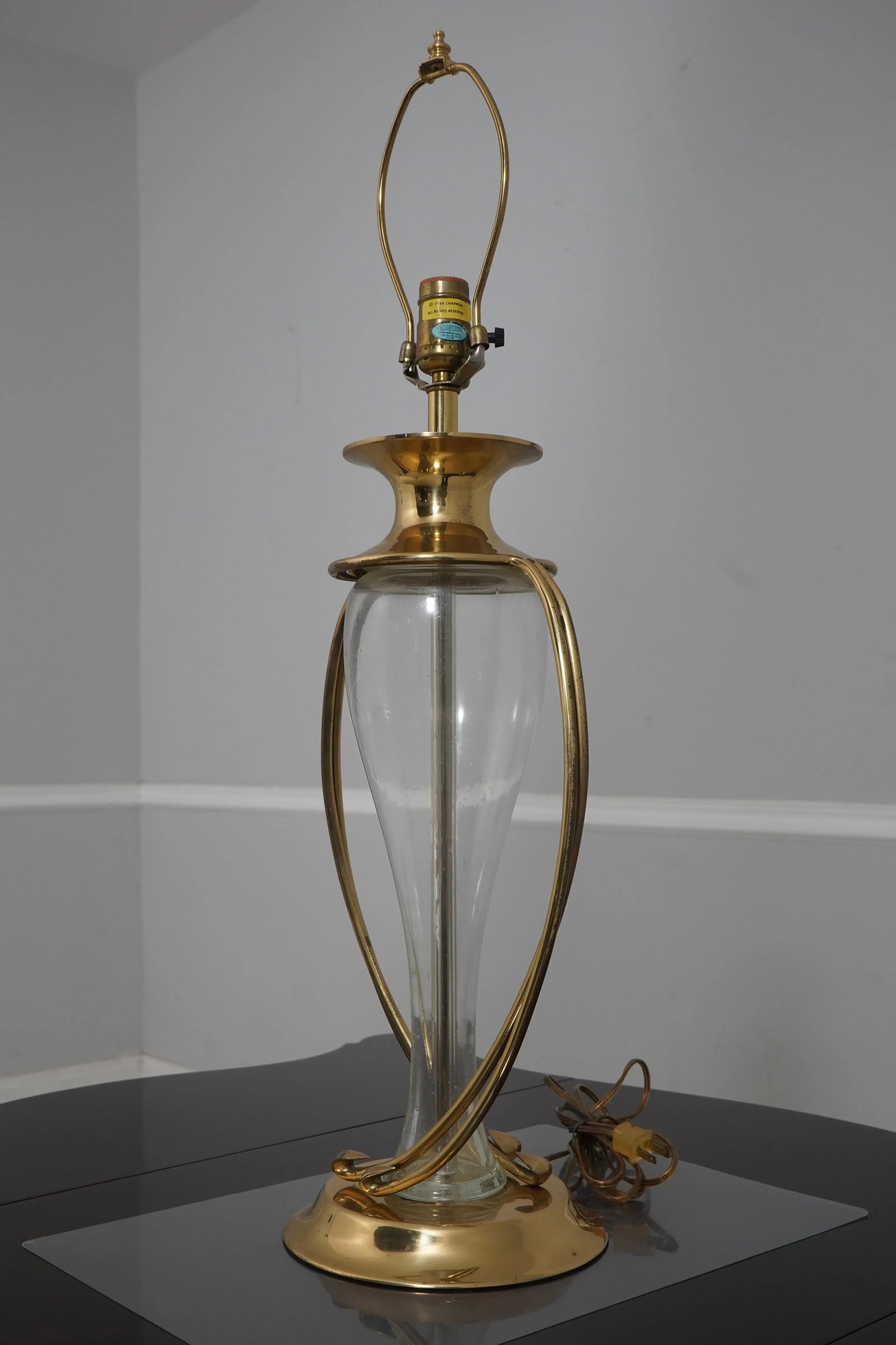 Pair Chapman Modern Design Brass & Glass Table Lamps - 4