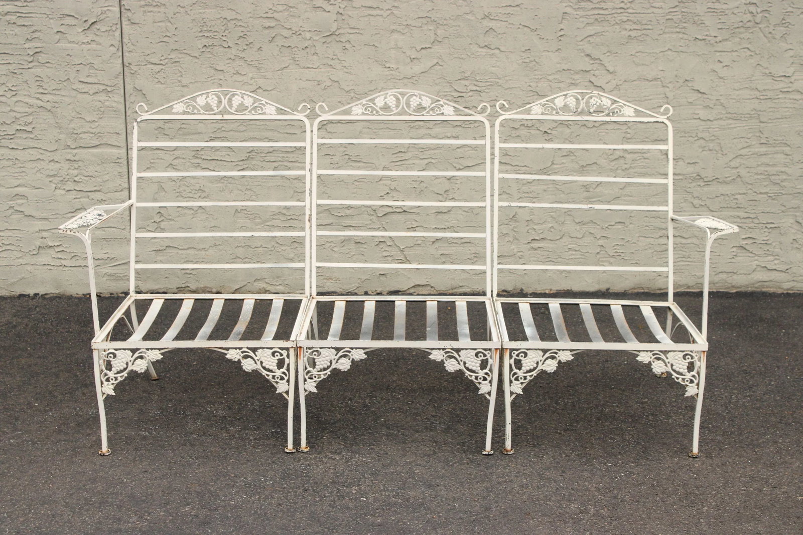 Vintage Quality Wrought Iron Three Piece Outdoor Patio Sofa - 2