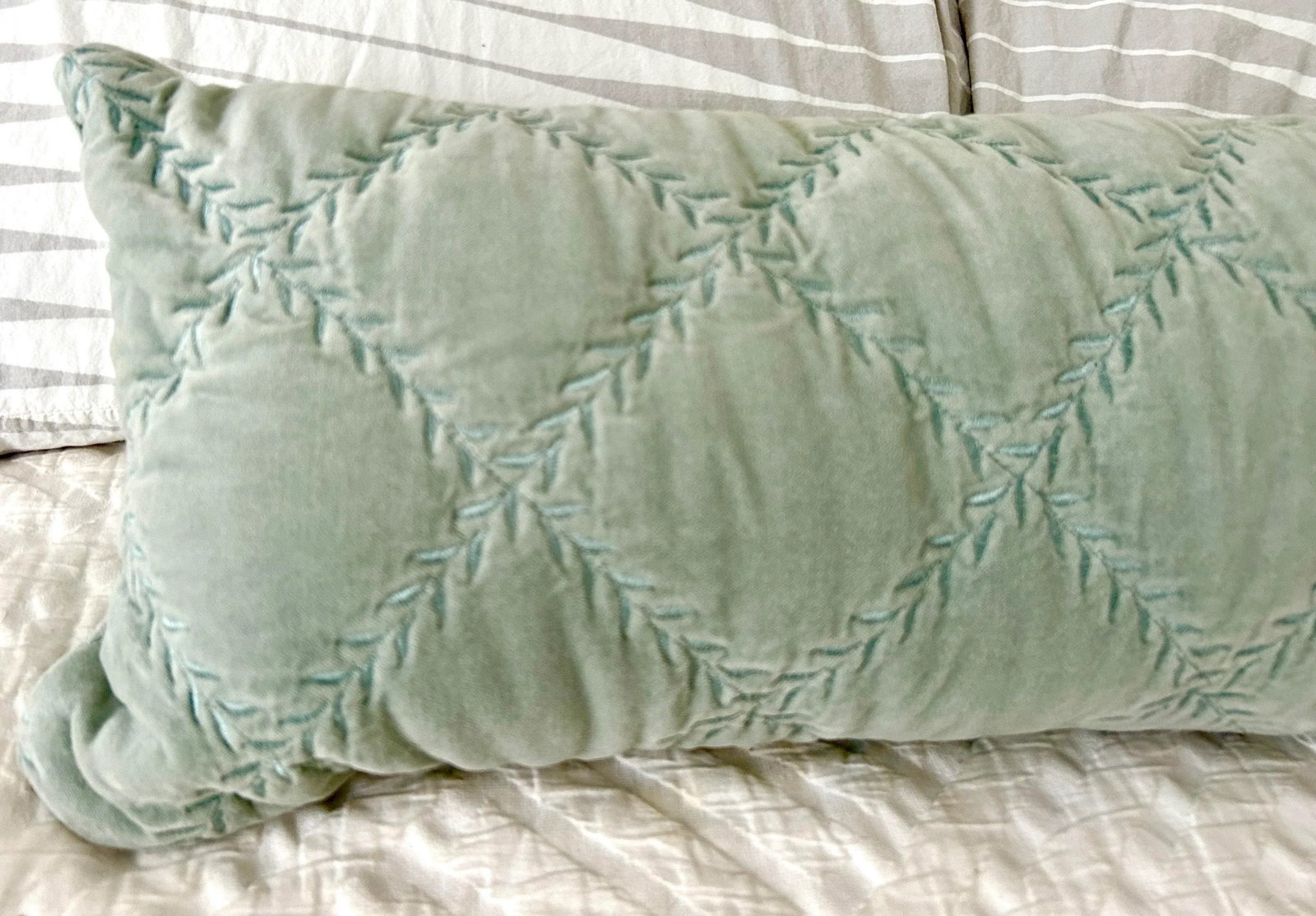 Bella Notte and Linen Long Lumber Pillow in Eucalyptus - 3