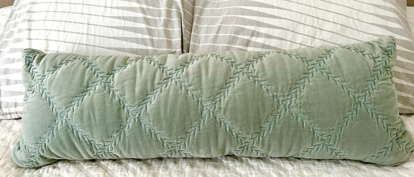 Bella Notte and Linen Long Lumber Pillow in Eucalyptus - 4