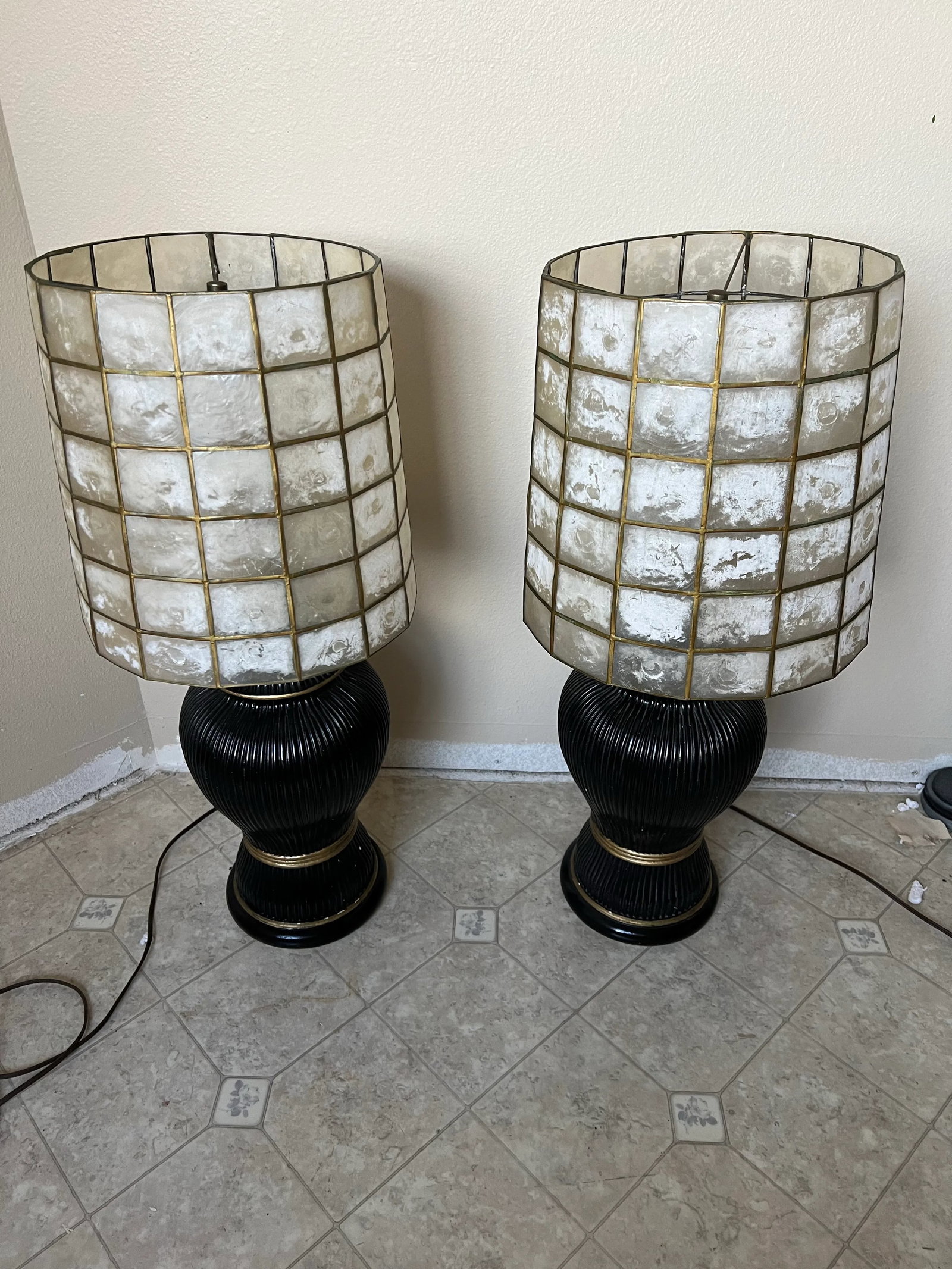 Vintage Lamps With Capiez Shell Shade - Pair - 4