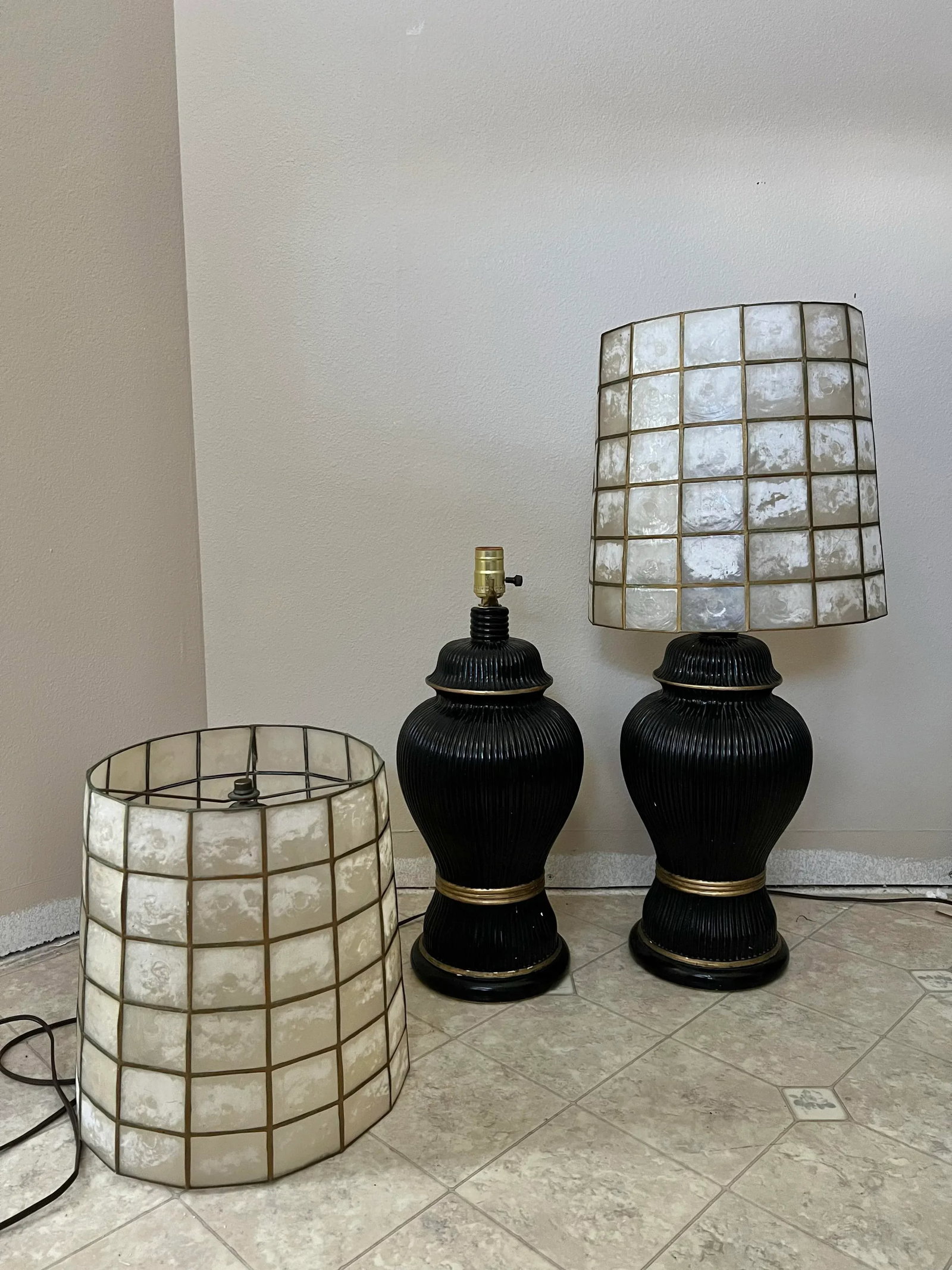 Vintage Lamps With Capiez Shell Shade - Pair - 6