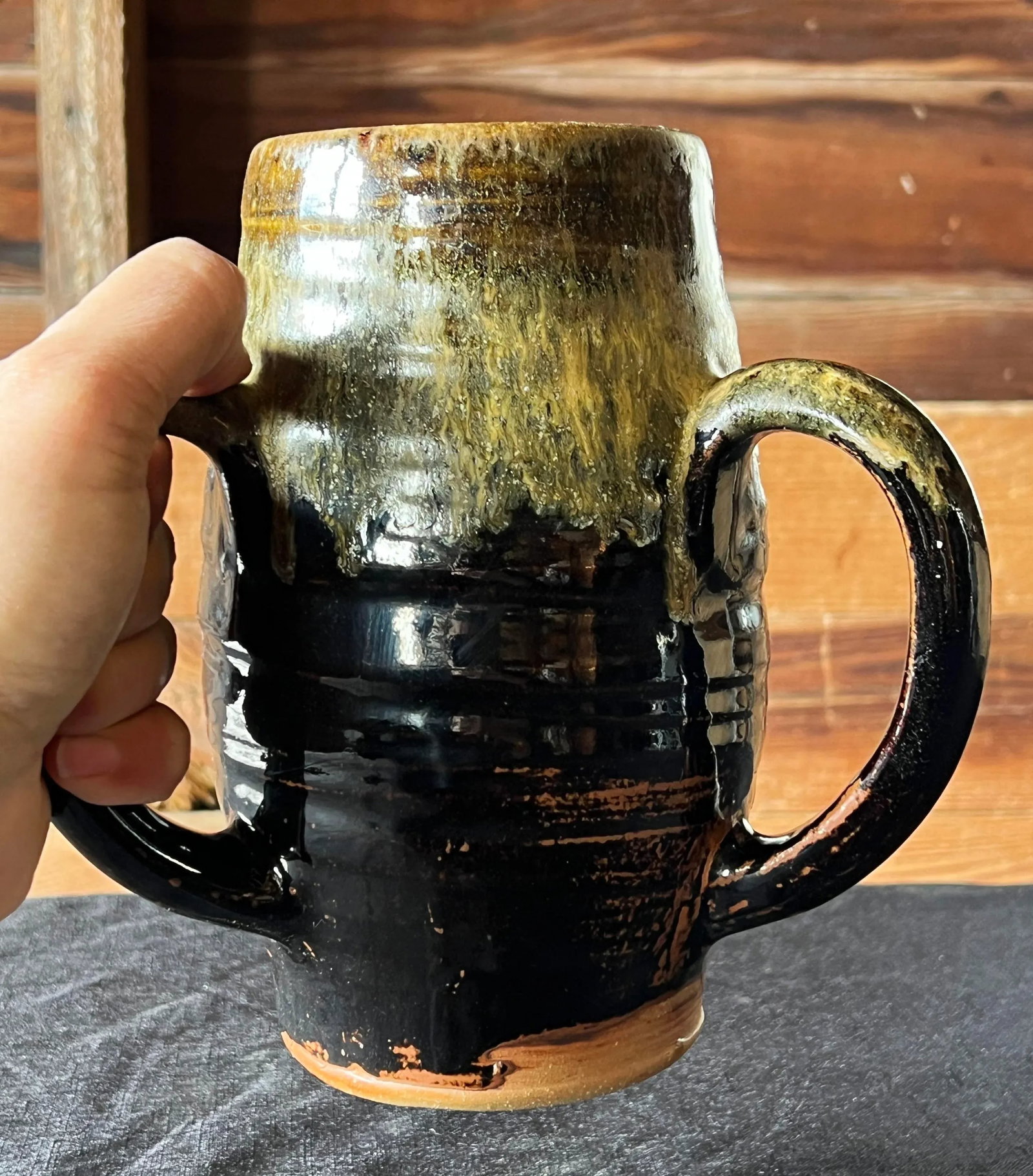 Vintage Studio Pottery 3 Handled Loving Cup - 6