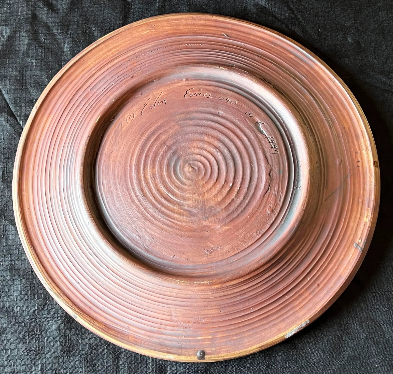 Vintaeg Ellen Evans Studio Art Pottery Snakeskin Charger / Platter - 3
