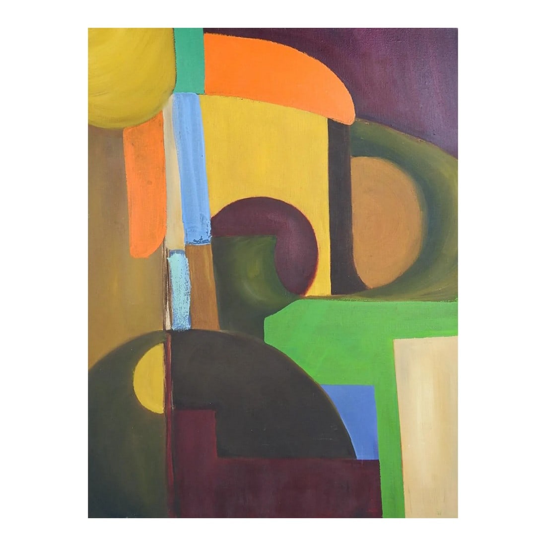 Mid 20th Century Abstract Colorful Shapes Painting (1 of 3)