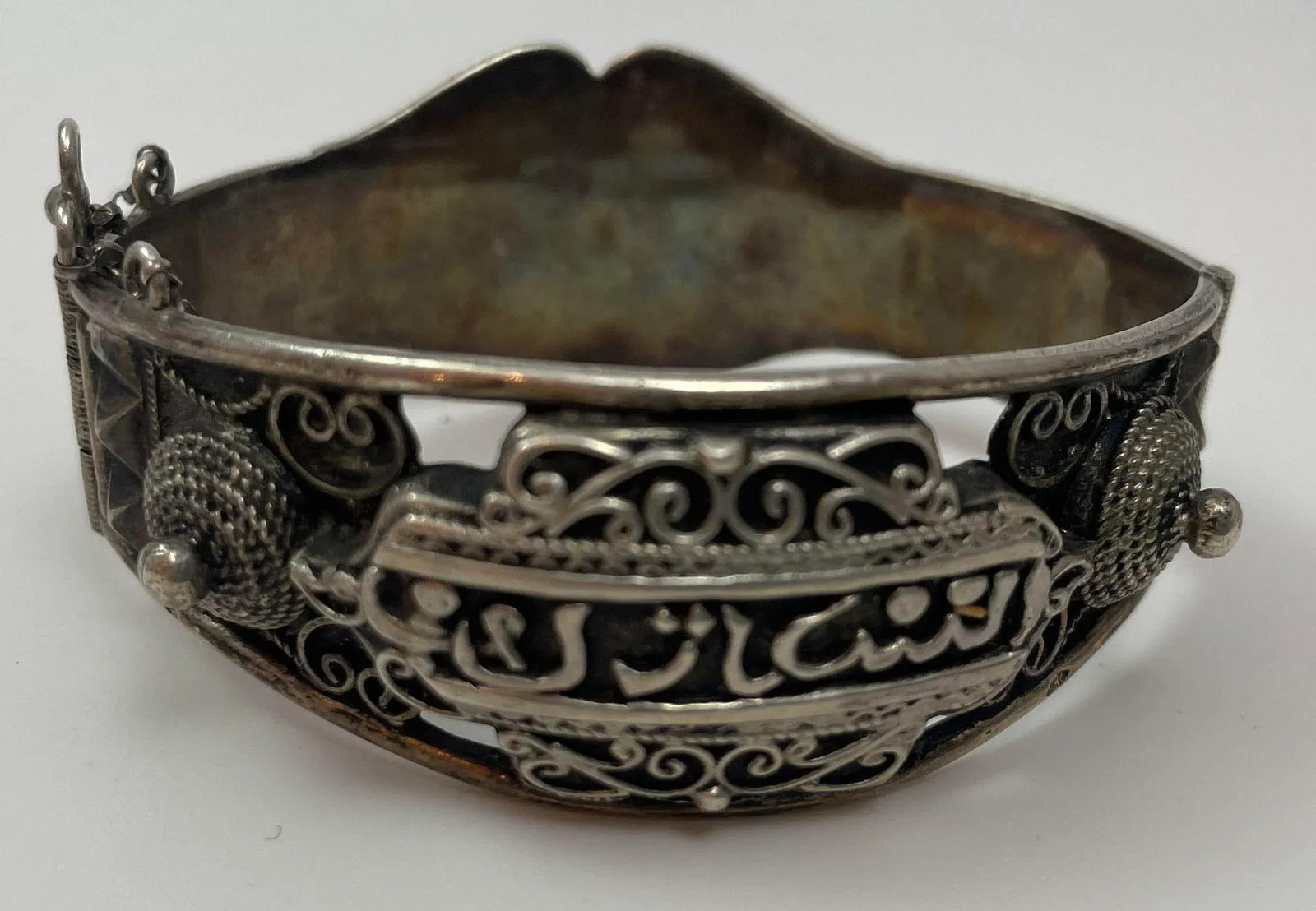 Antique Moorish North African Silver Cuff Bracelet - 11