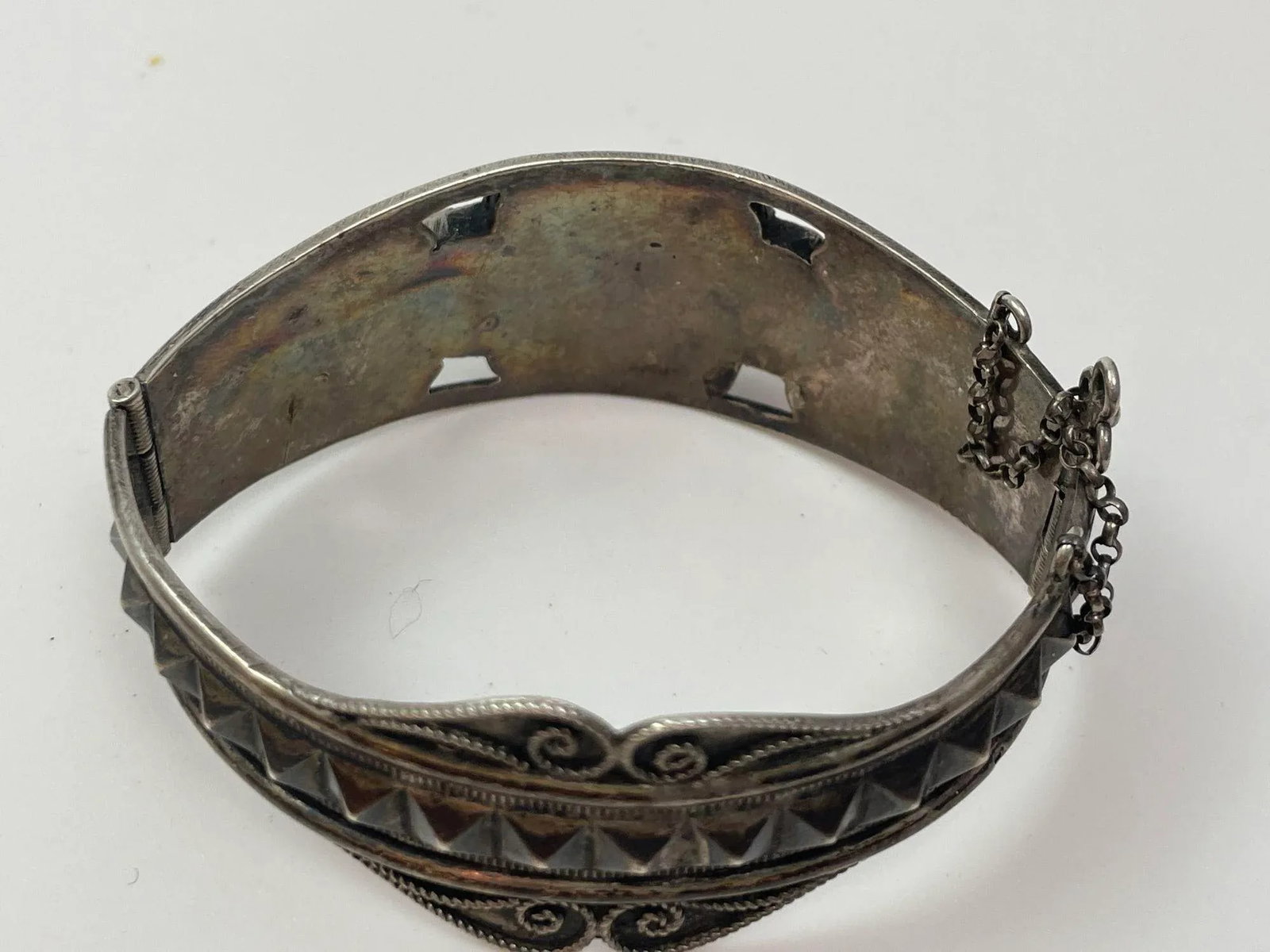 Antique Moorish North African Silver Cuff Bracelet - 4