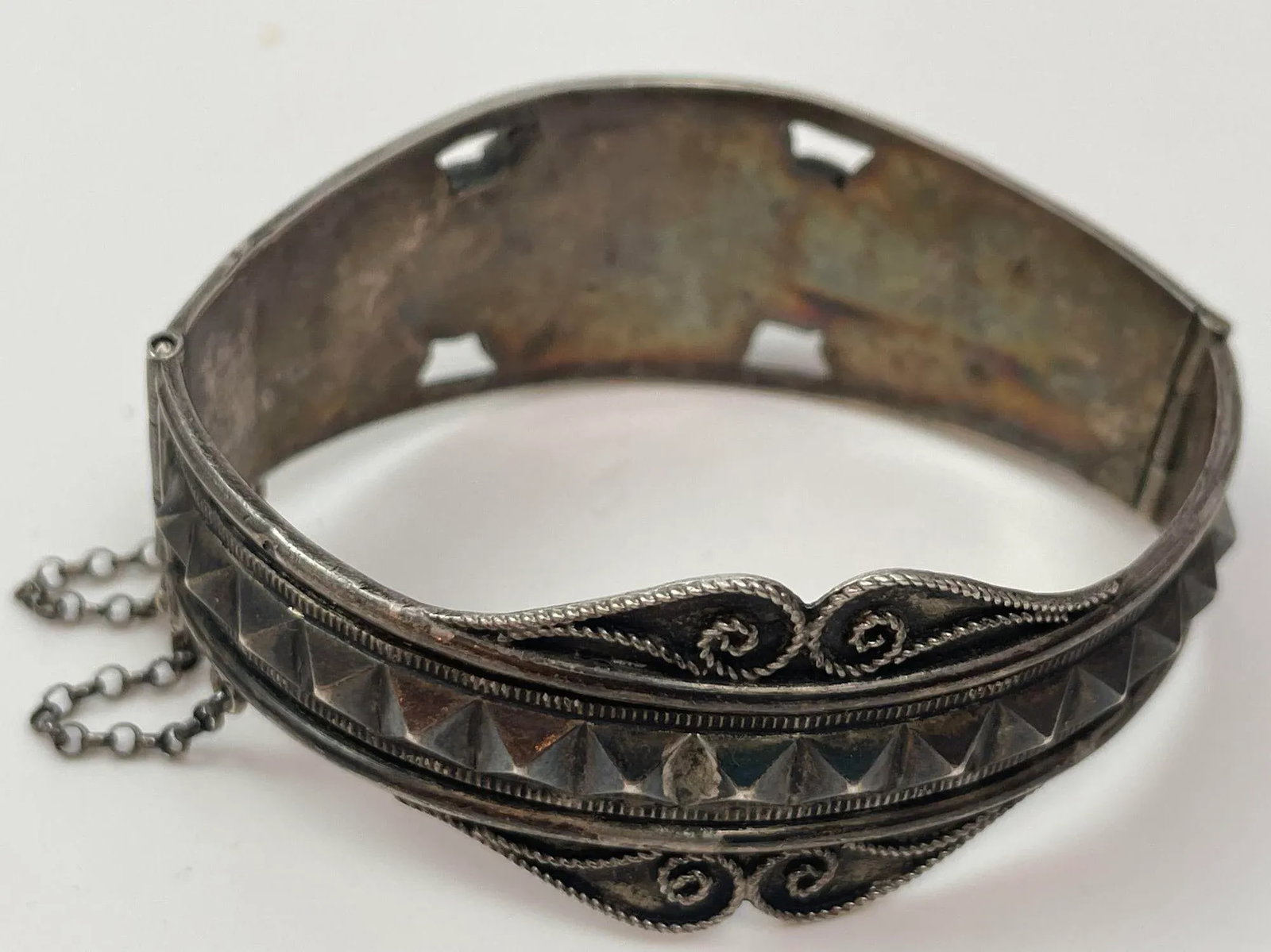 Antique Moorish North African Silver Cuff Bracelet - 5