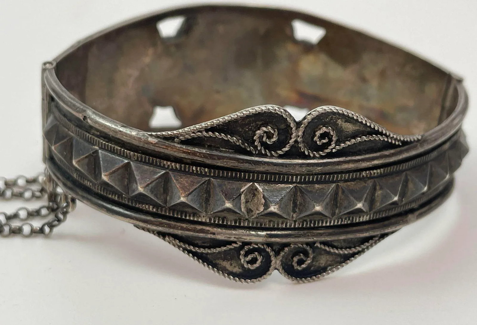 Antique Moorish North African Silver Cuff Bracelet - 6