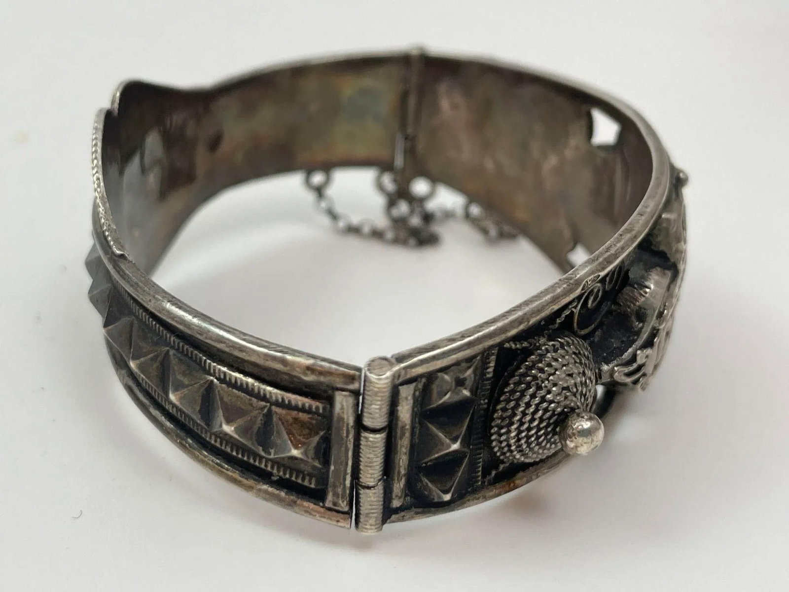 Antique Moorish North African Silver Cuff Bracelet - 8