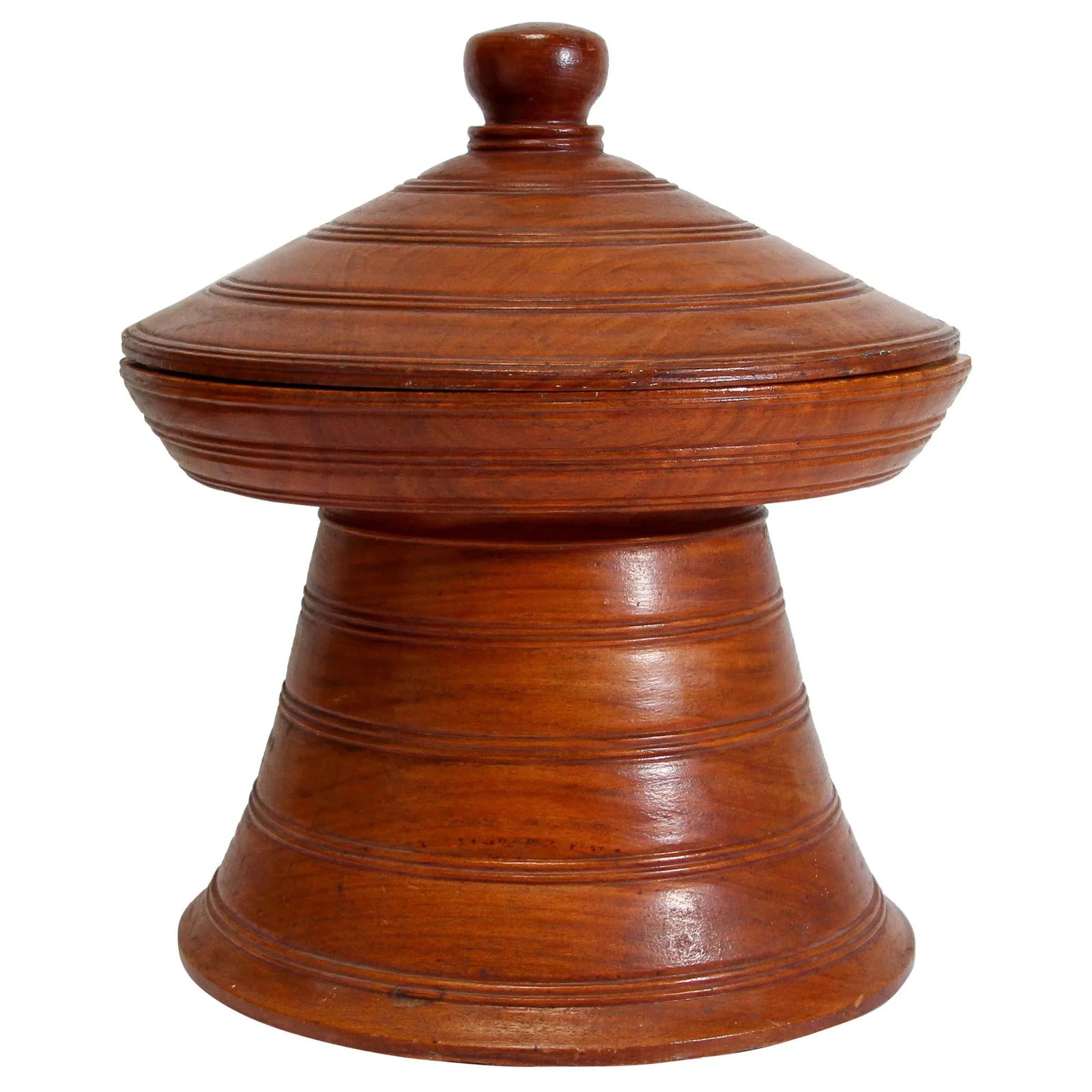 Burmese Carved Wood Temple Offering Lidded Box - 10