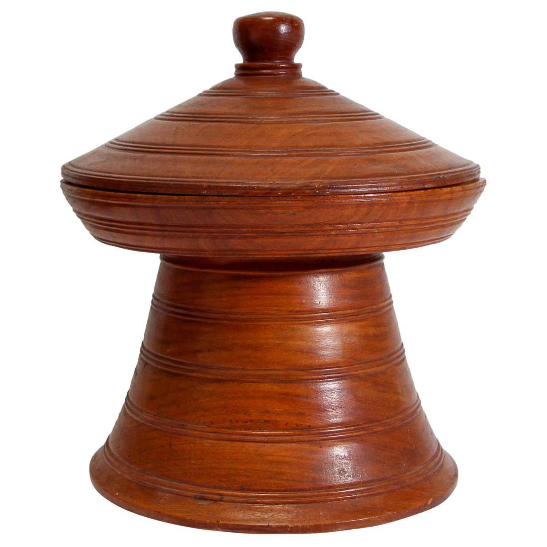 Burmese Carved Wood Temple Offering Lidded Box (1 of 10)