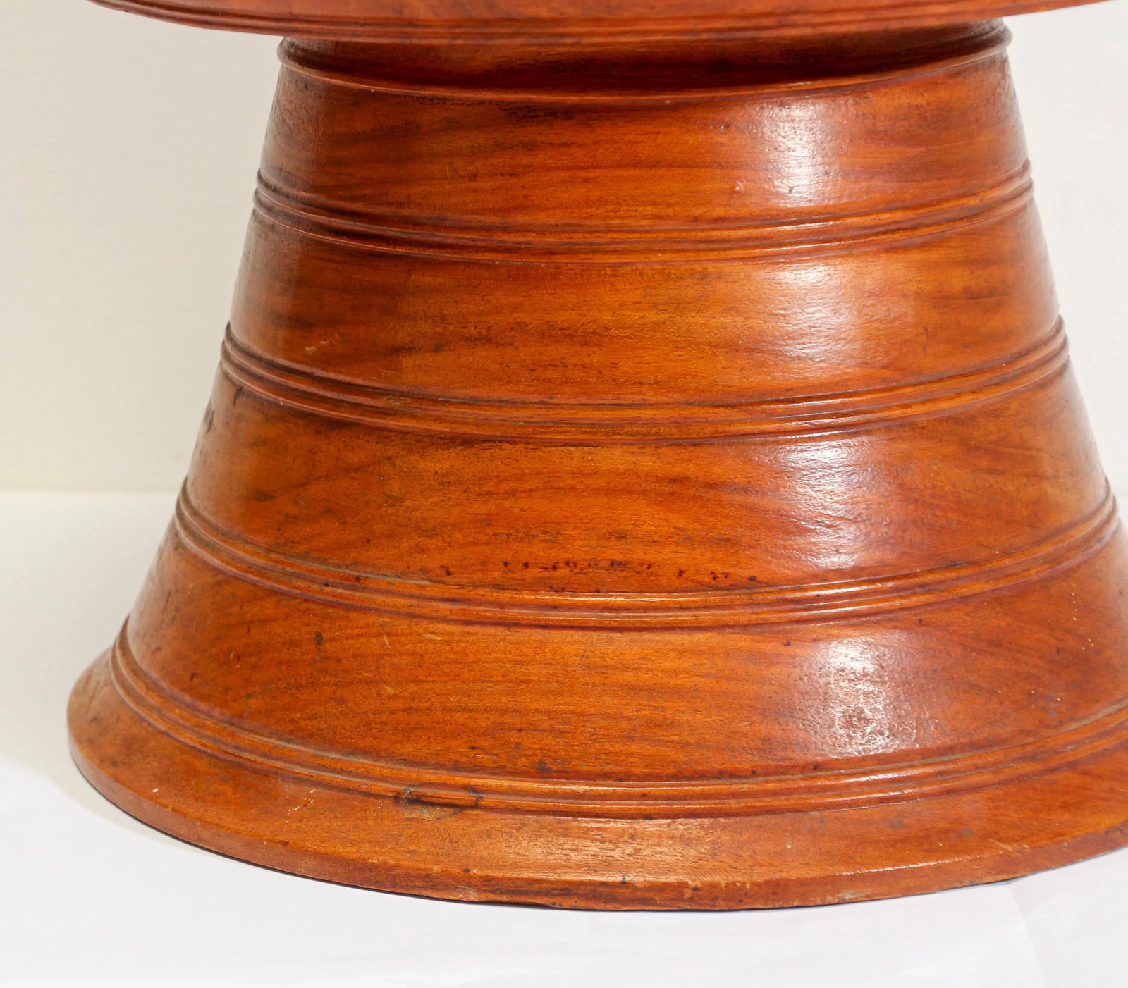 Burmese Carved Wood Temple Offering Lidded Box - 4