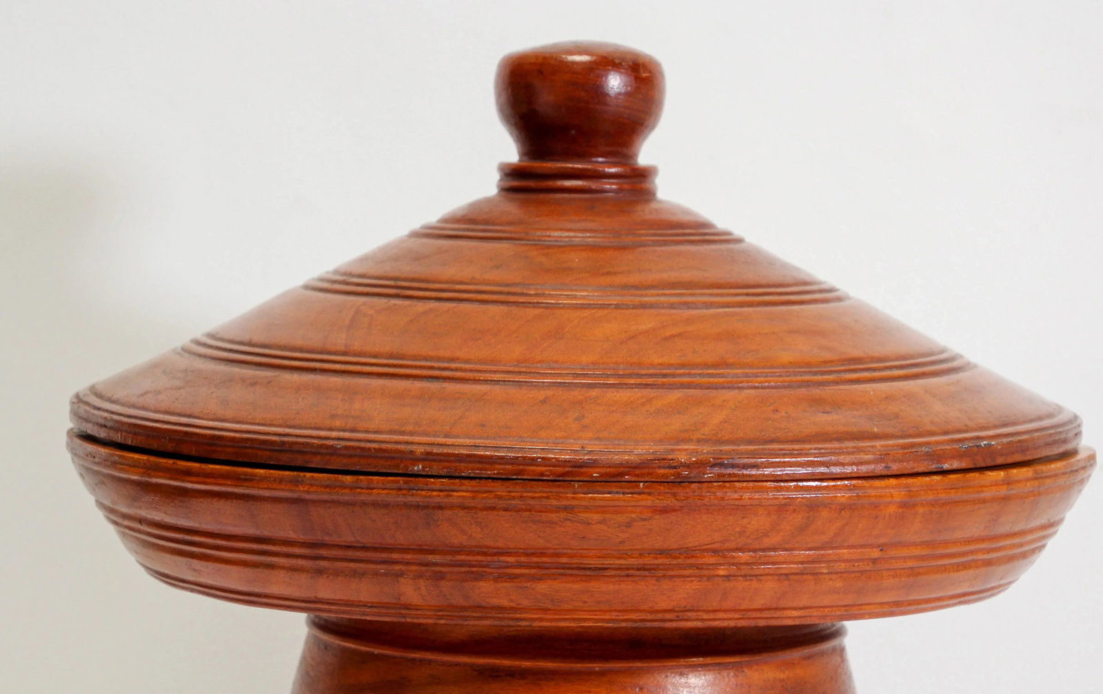 Burmese Carved Wood Temple Offering Lidded Box - 5
