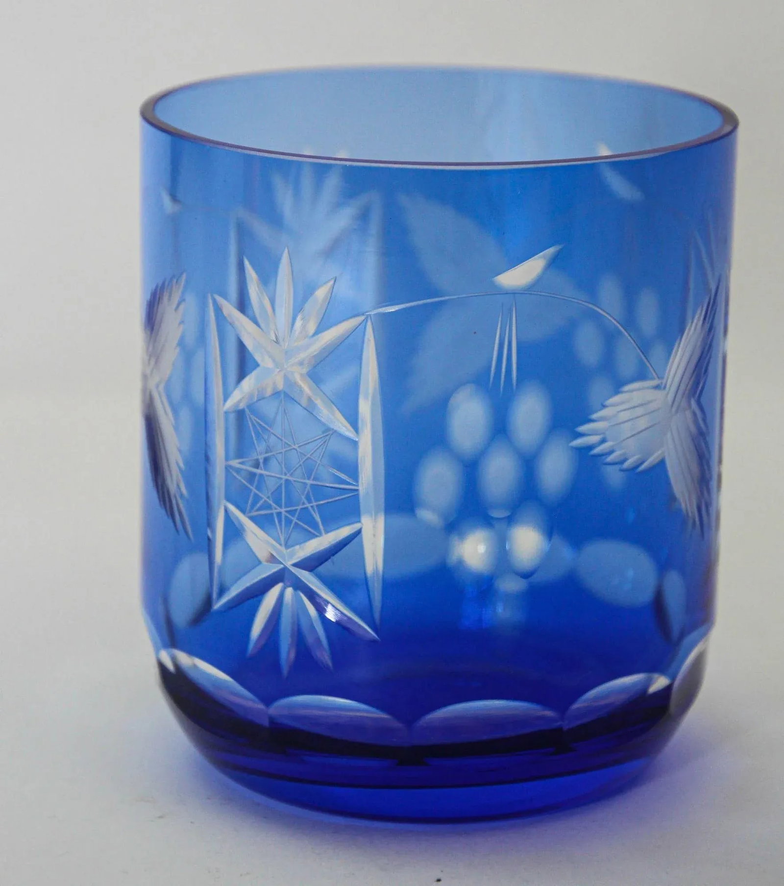 Whiskey Glasses Baccarat Style Sapphire Blue Cut Crystal Set of 8 - 4