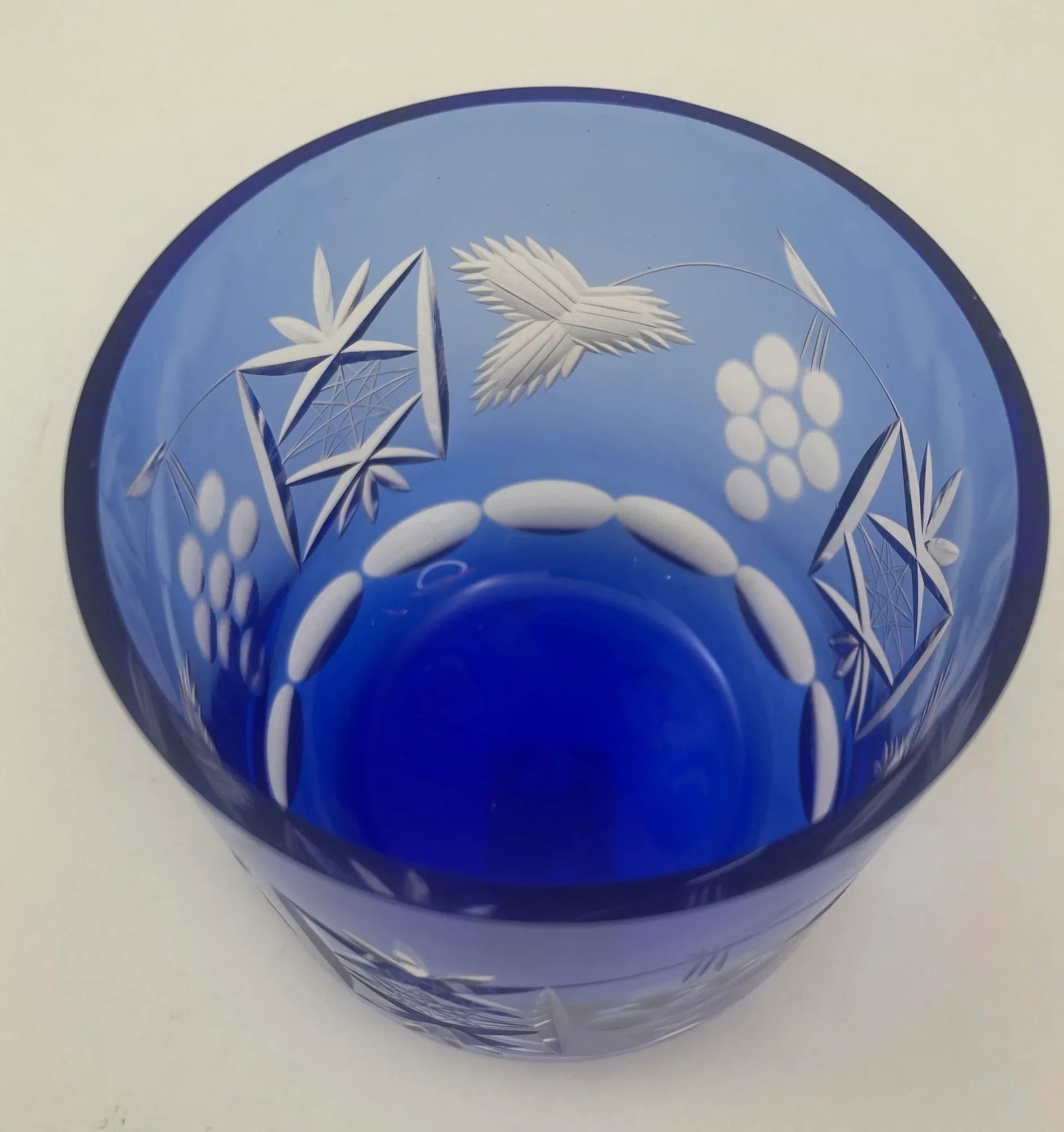 Whiskey Glasses Baccarat Style Sapphire Blue Cut Crystal Set of 8 - 5